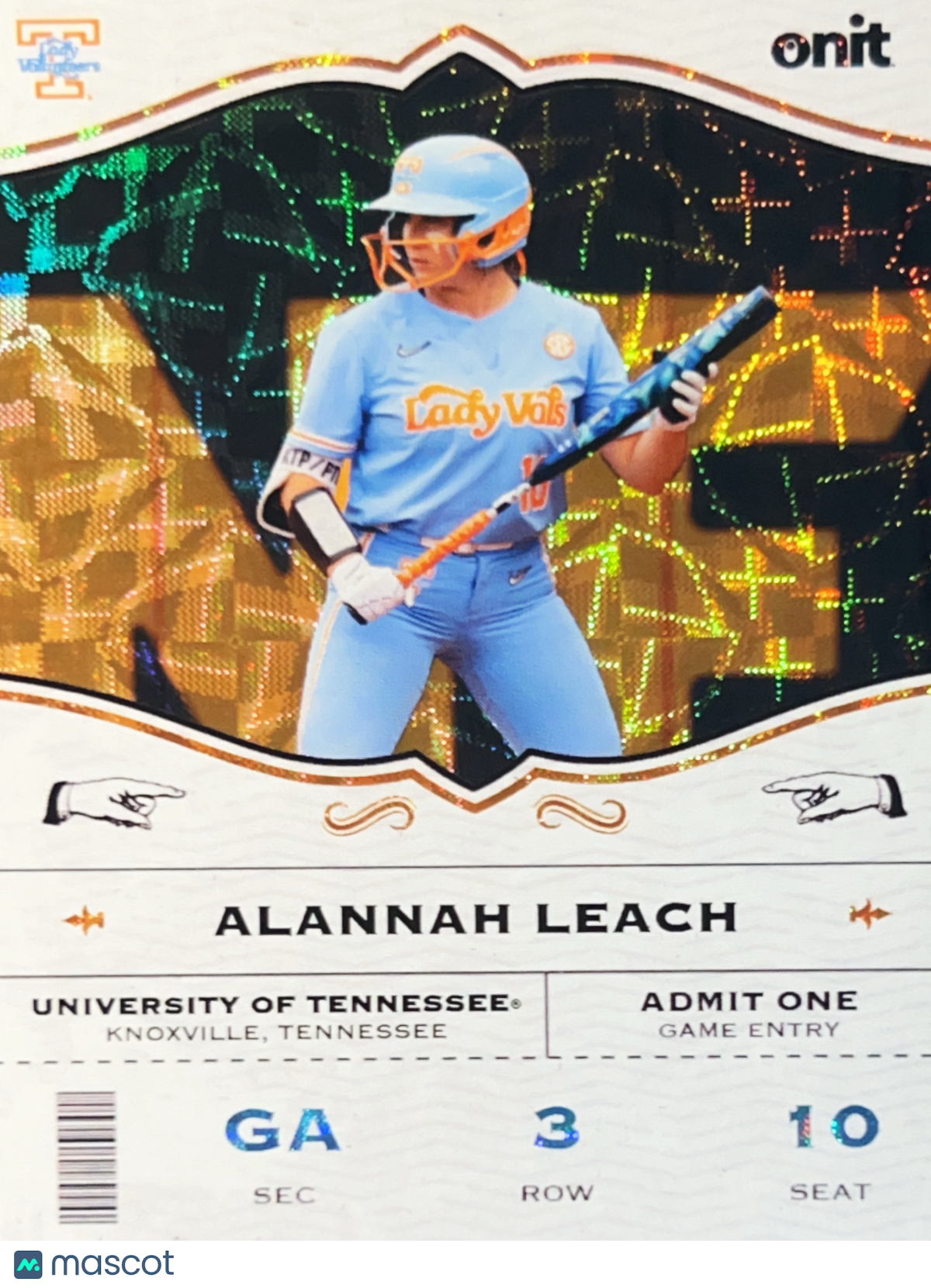 2026 Onit Tennessee Lady Vols Alannah Leach #GA-1 Gold Pattern