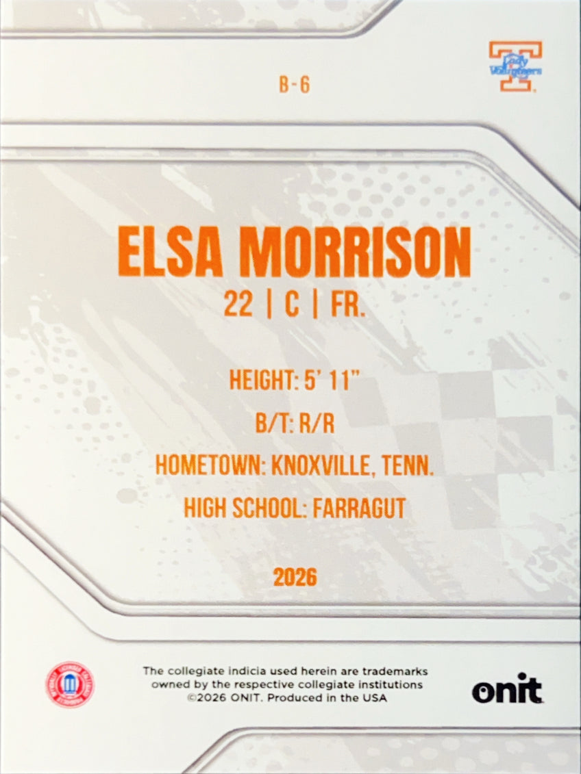 2026 ONIT Tennessee Lady Volunteers Elsa Morrison #B-6