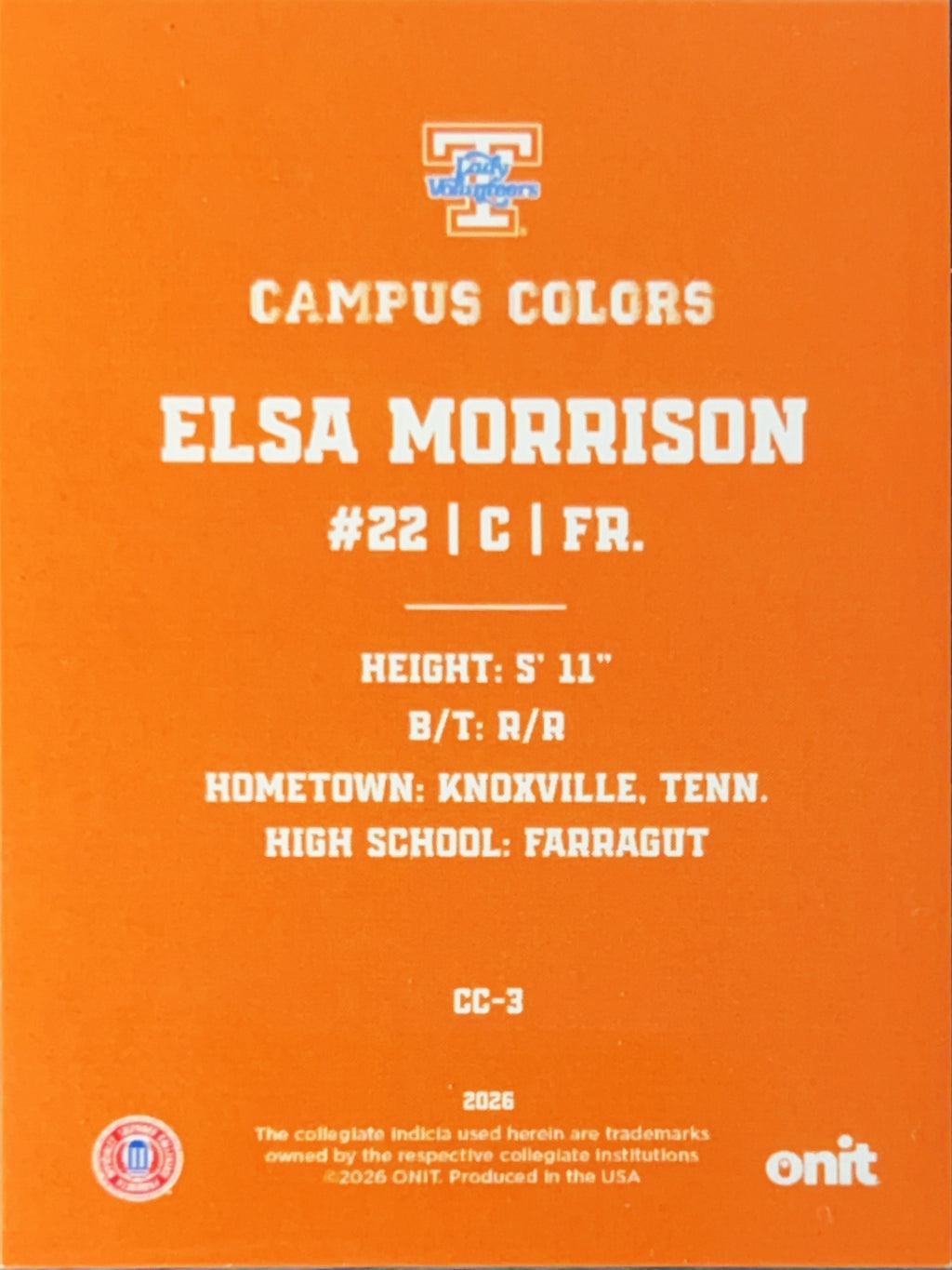 2026 ONIT Campus Colors Elsa Morrison #CC-3 Orange Sparkle