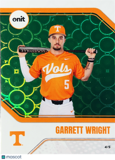 2026 ONIT Tennessee Baseball Garrett Wright #B-19 Green Pattern /5