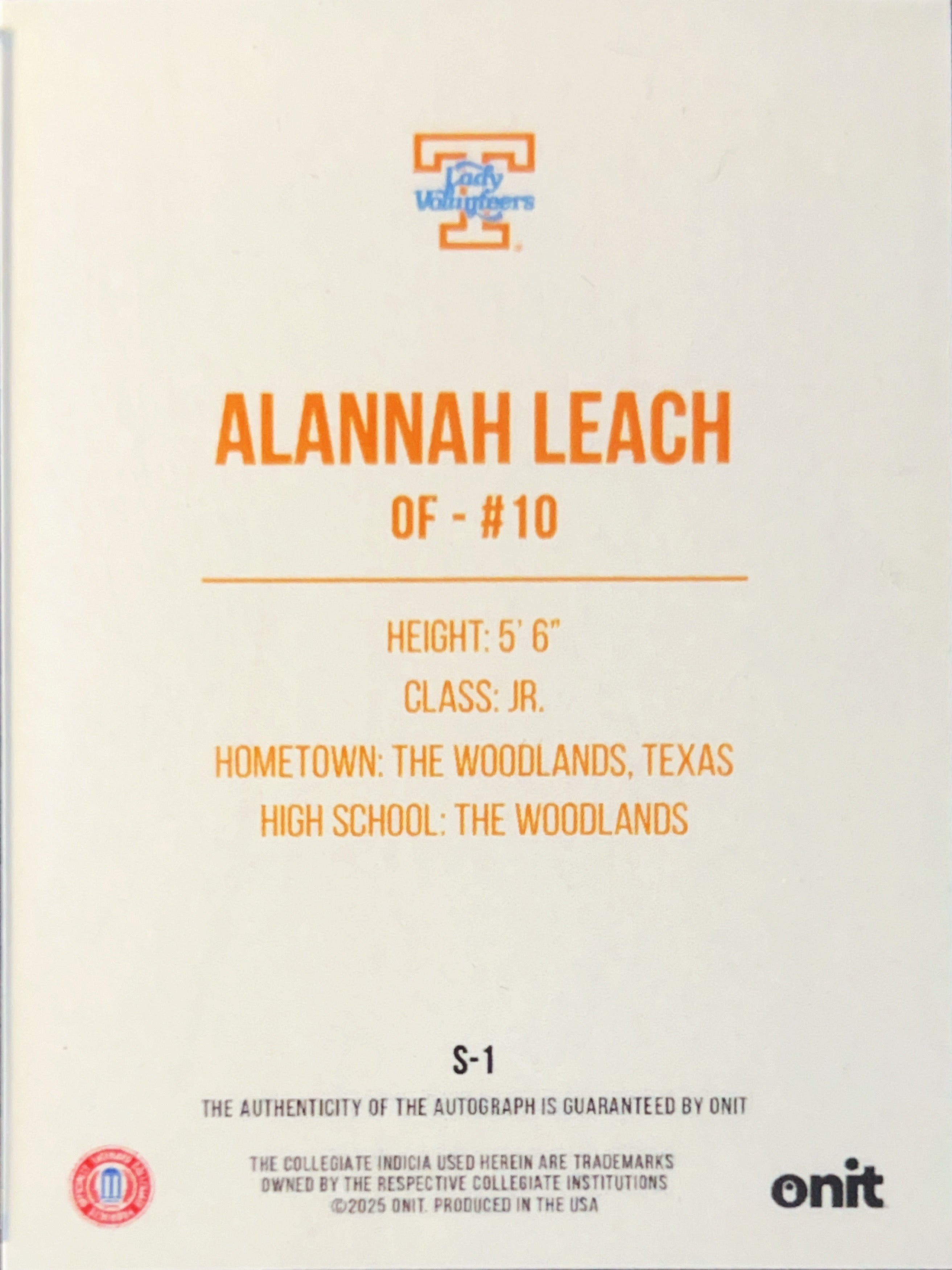 2025 Onit Signature Series Alannah Leach #S-1 Gold /30