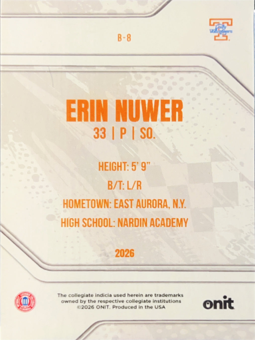2026 ONIT Erin Nuwer #B-8 Sparkle /49