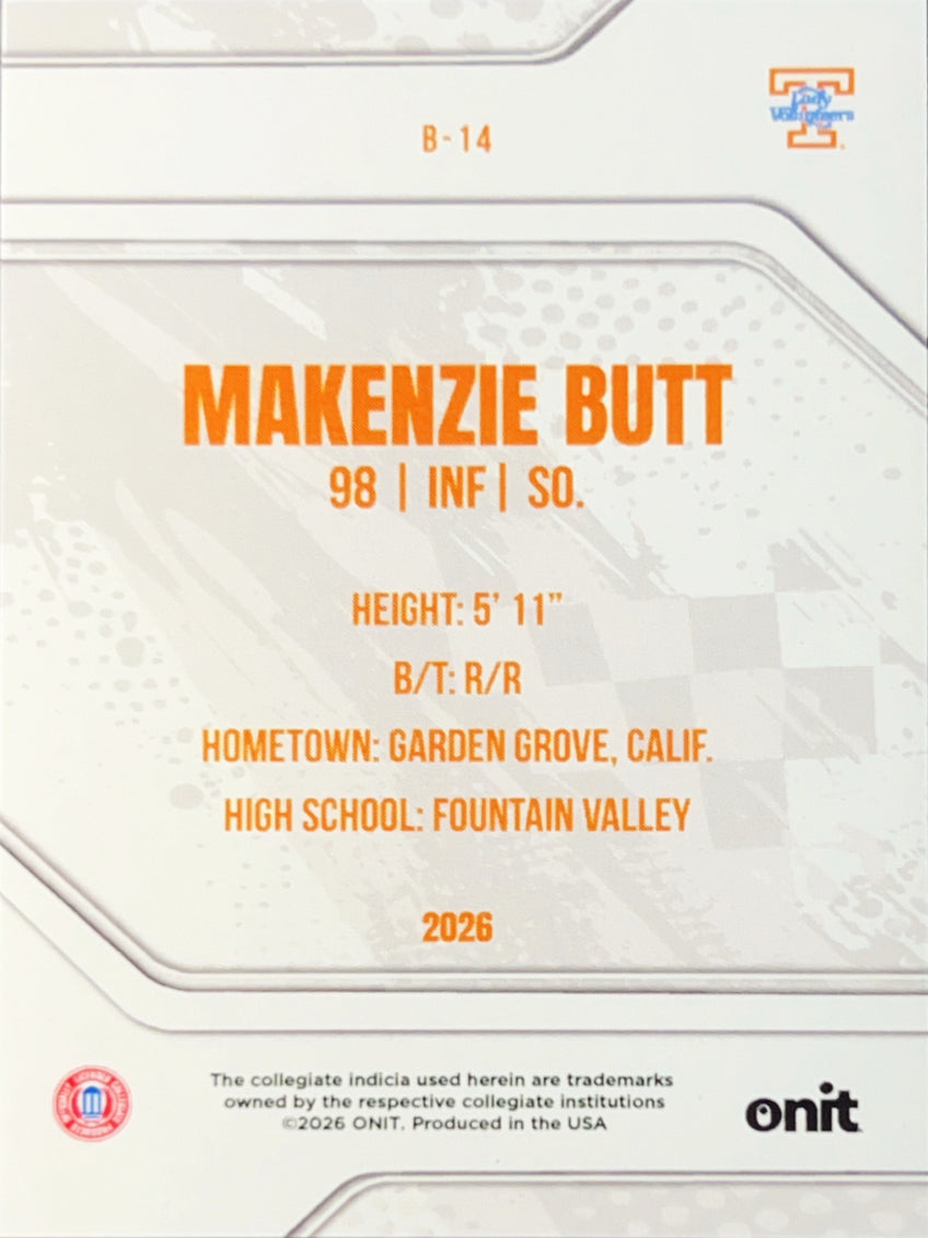 2026 ONIT Tennessee Lady Volunteers Makenzie Butt #B-14