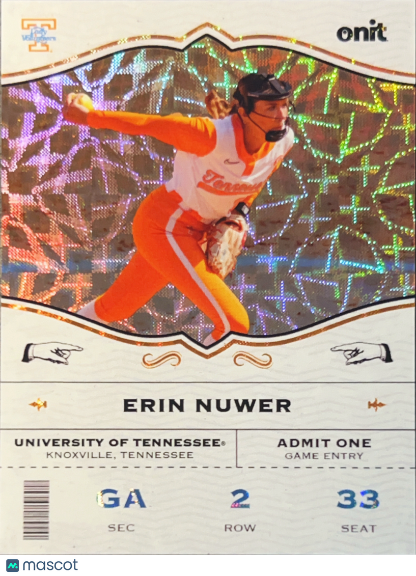 2026 ONIT University of Tennessee Softball Erin Nuwer #GA-3 Holo