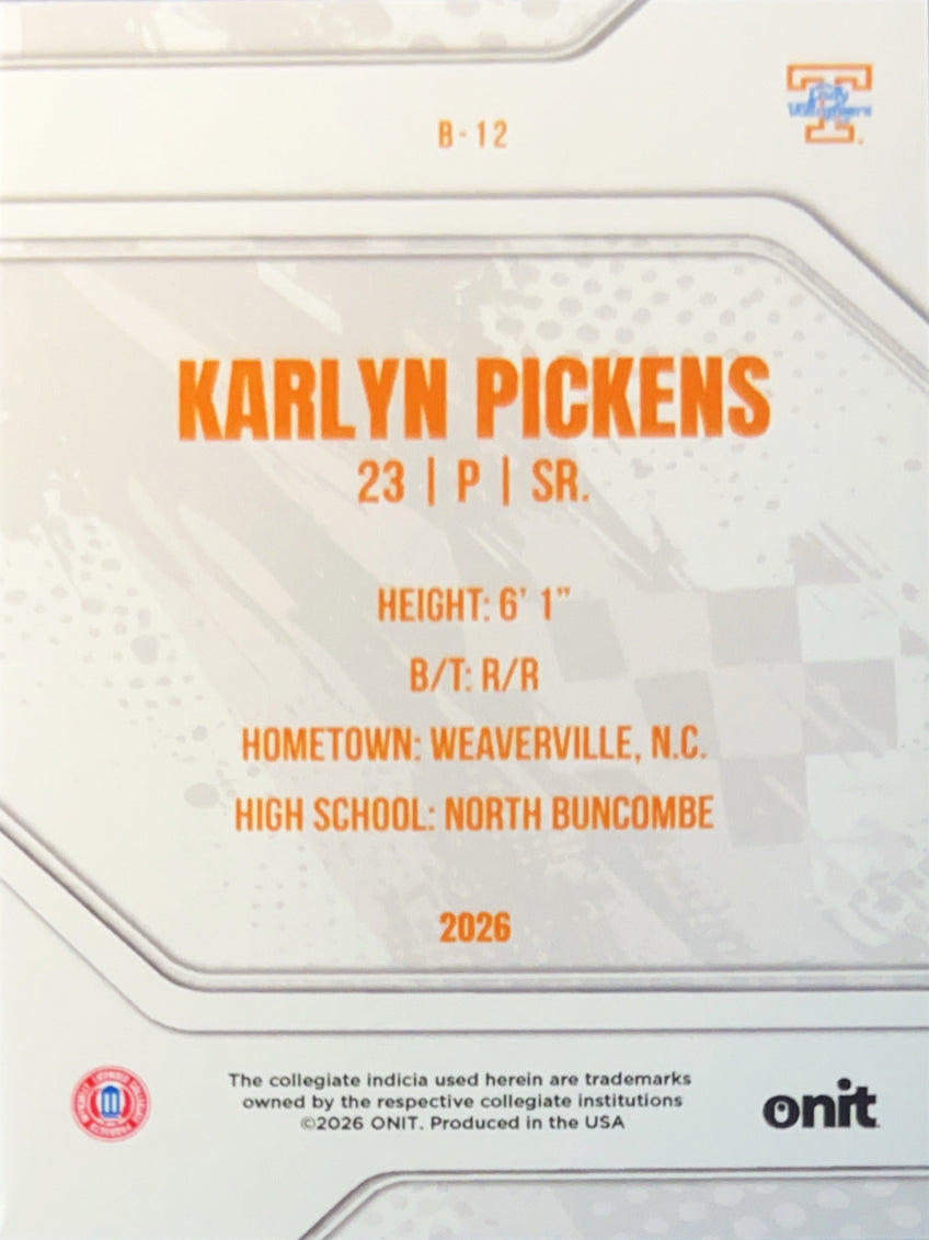 2026 ONIT Karlyn Pickens #B-12 Orange Sparkle