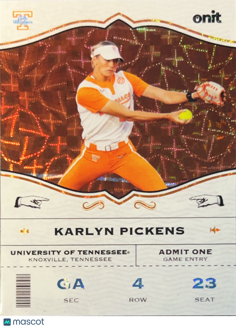 2026 Onit Tennessee Softball Karlyn Pickens #GA-4 Orange Refractor