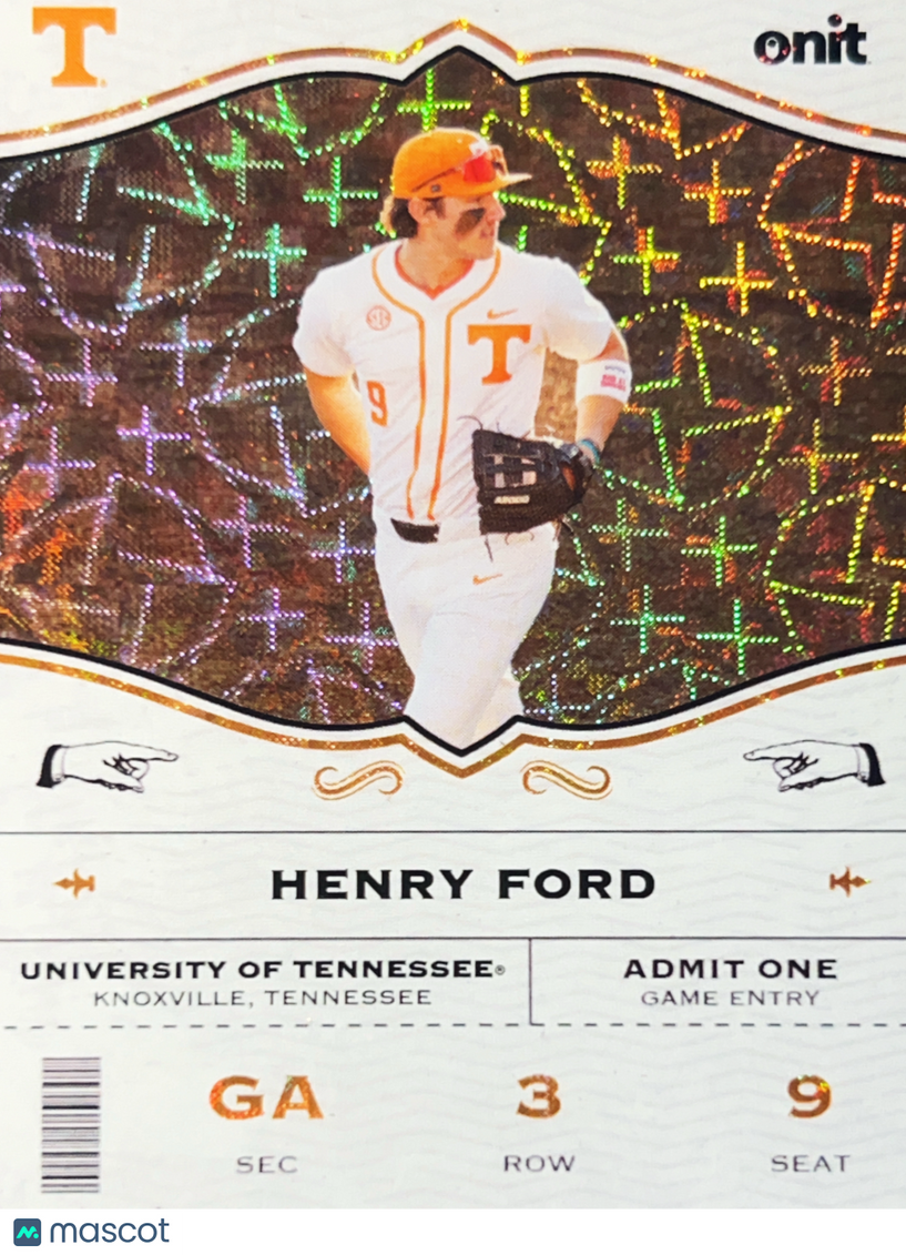 2026 Onit Tennessee Baseball Henry Ford #GA-3 Holo