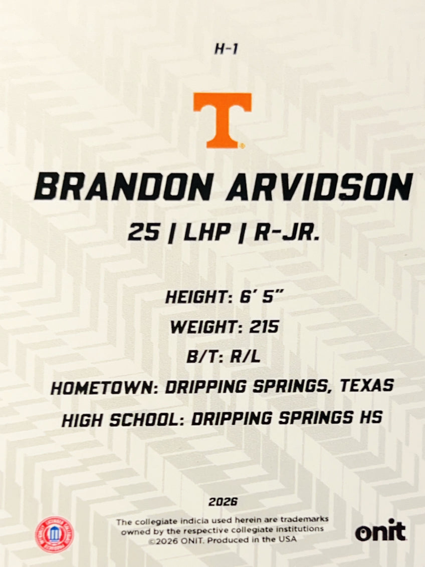 2026 ONIT Hype Brandon Arvidson #H-1 Orange