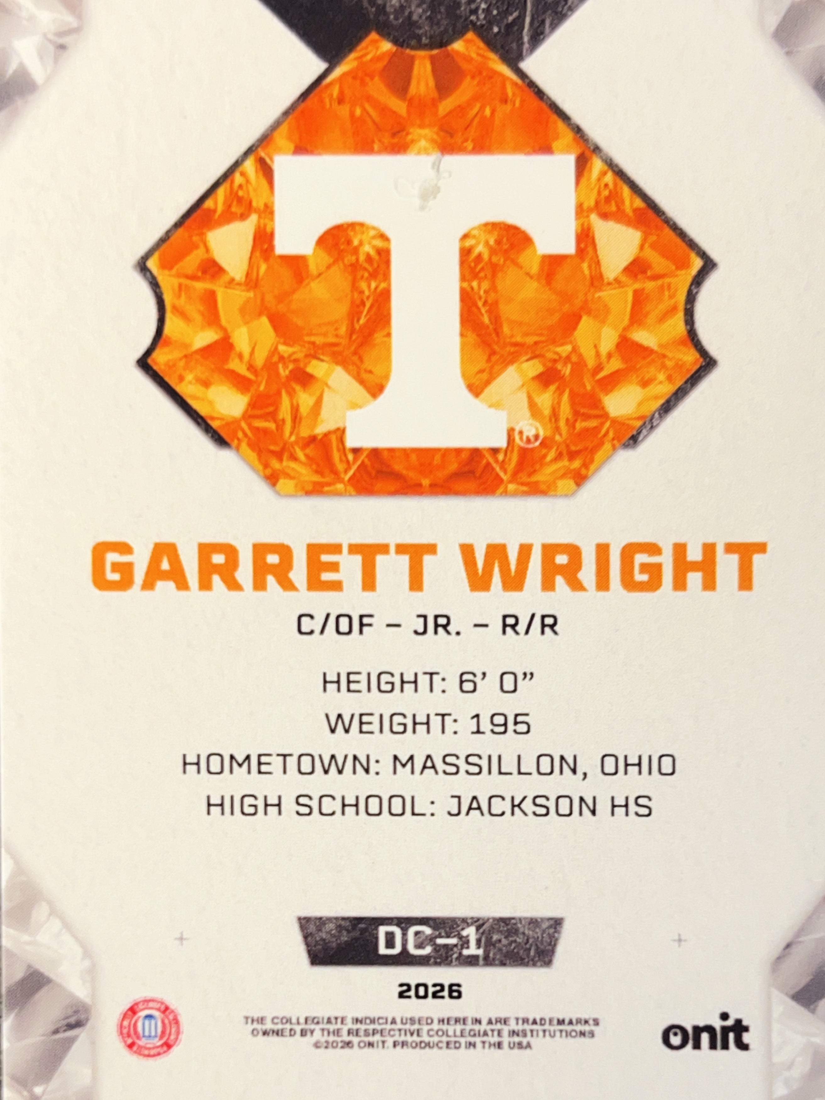2026 Onit Diamond Cut Garrett Wright #DC-1