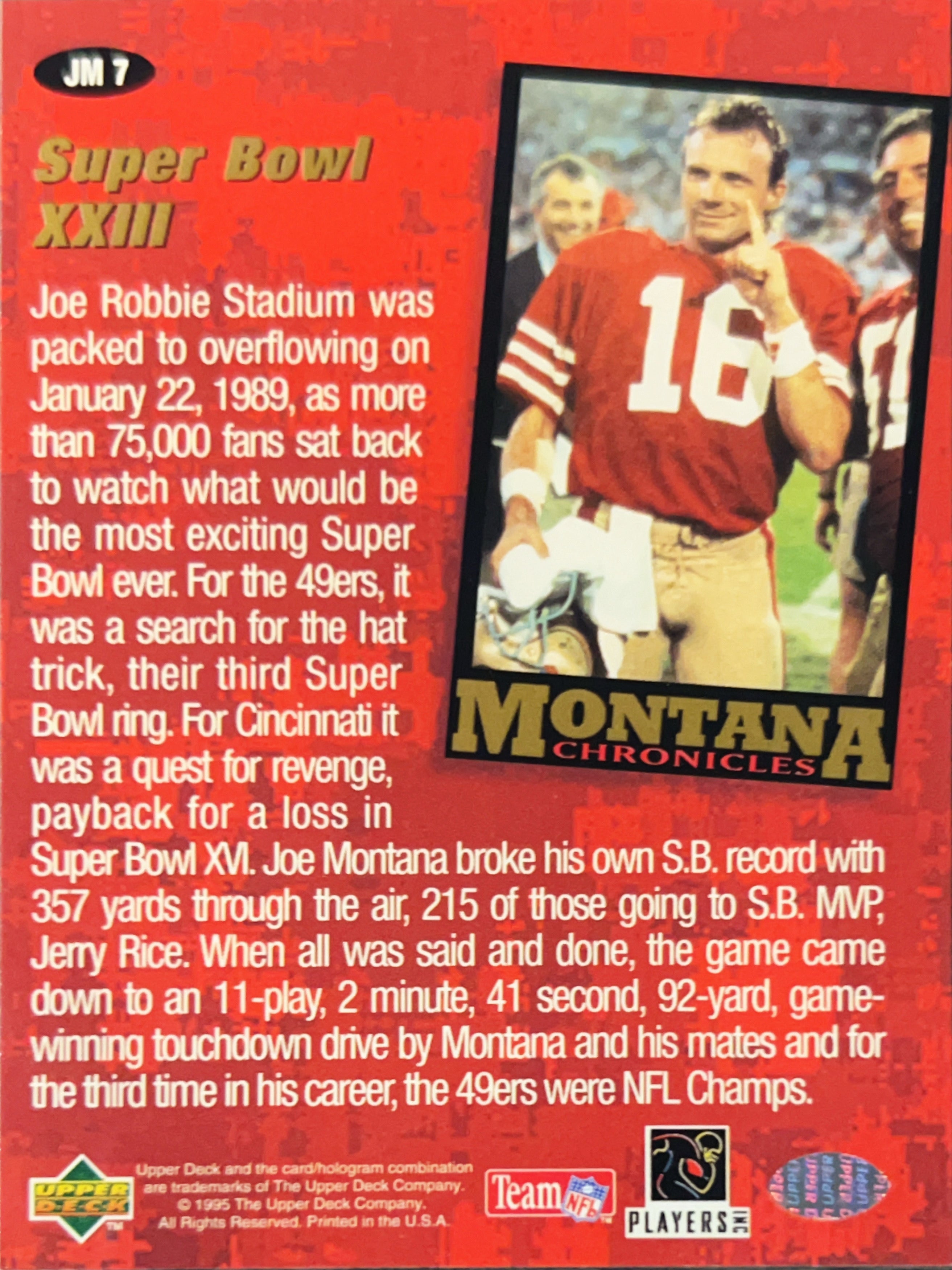 1995 Upper Deck Collector's Choice Montana Chronicles Joe Montana #JM7