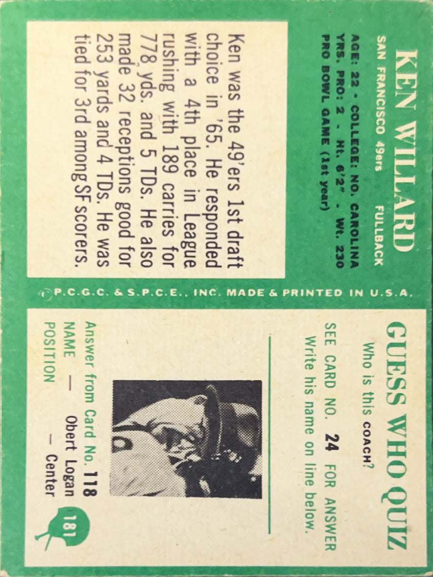 1966 Philadelphia Ken Willard #181