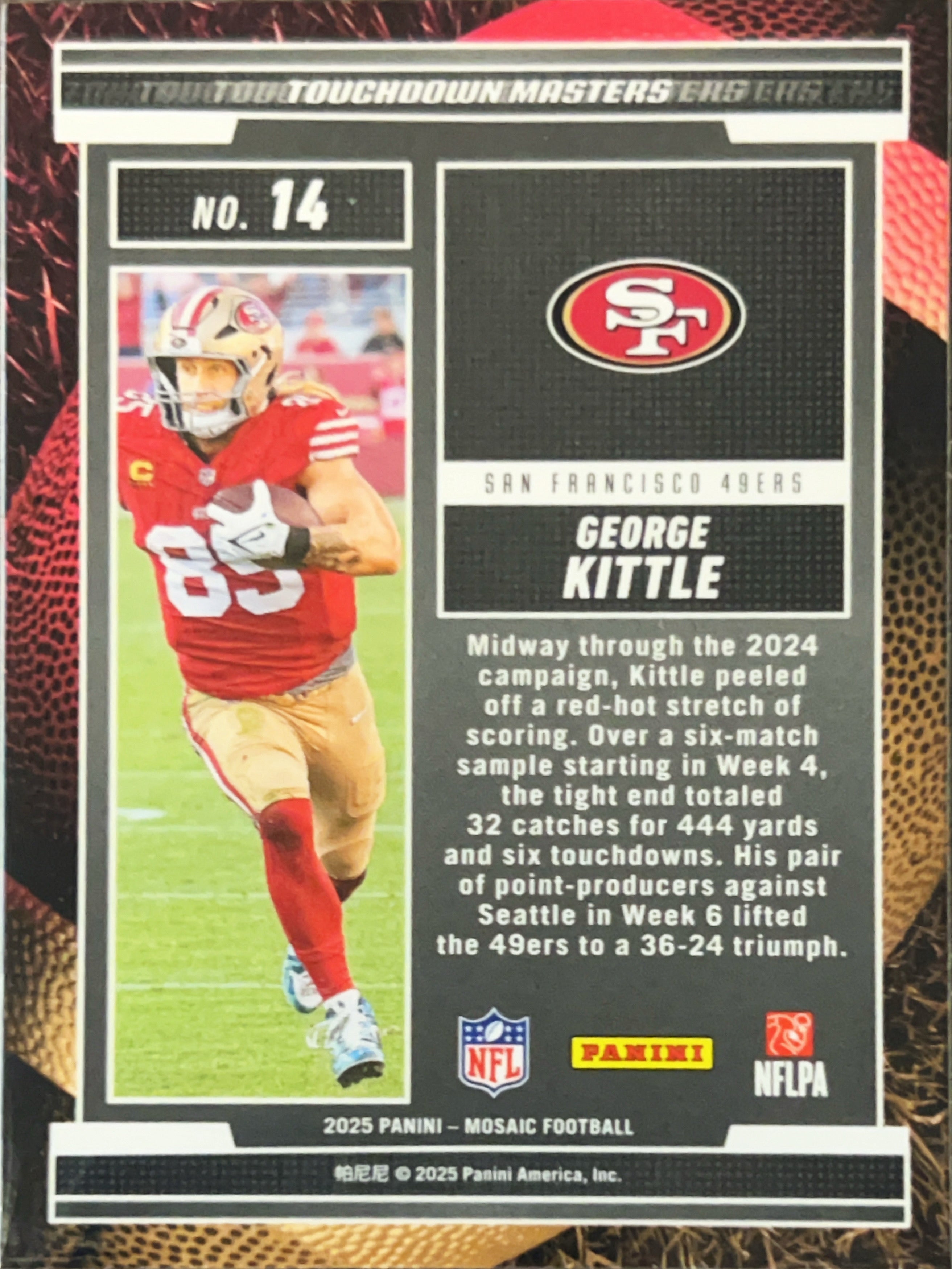 2025 Panini Mosaic Touchdown Masters George Kittle #14