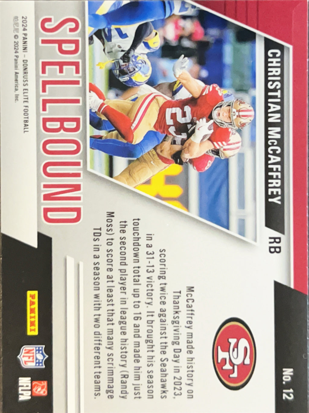 2024 Panini Donruss Elite Spellbound Christian McCaffrey #12 Pink