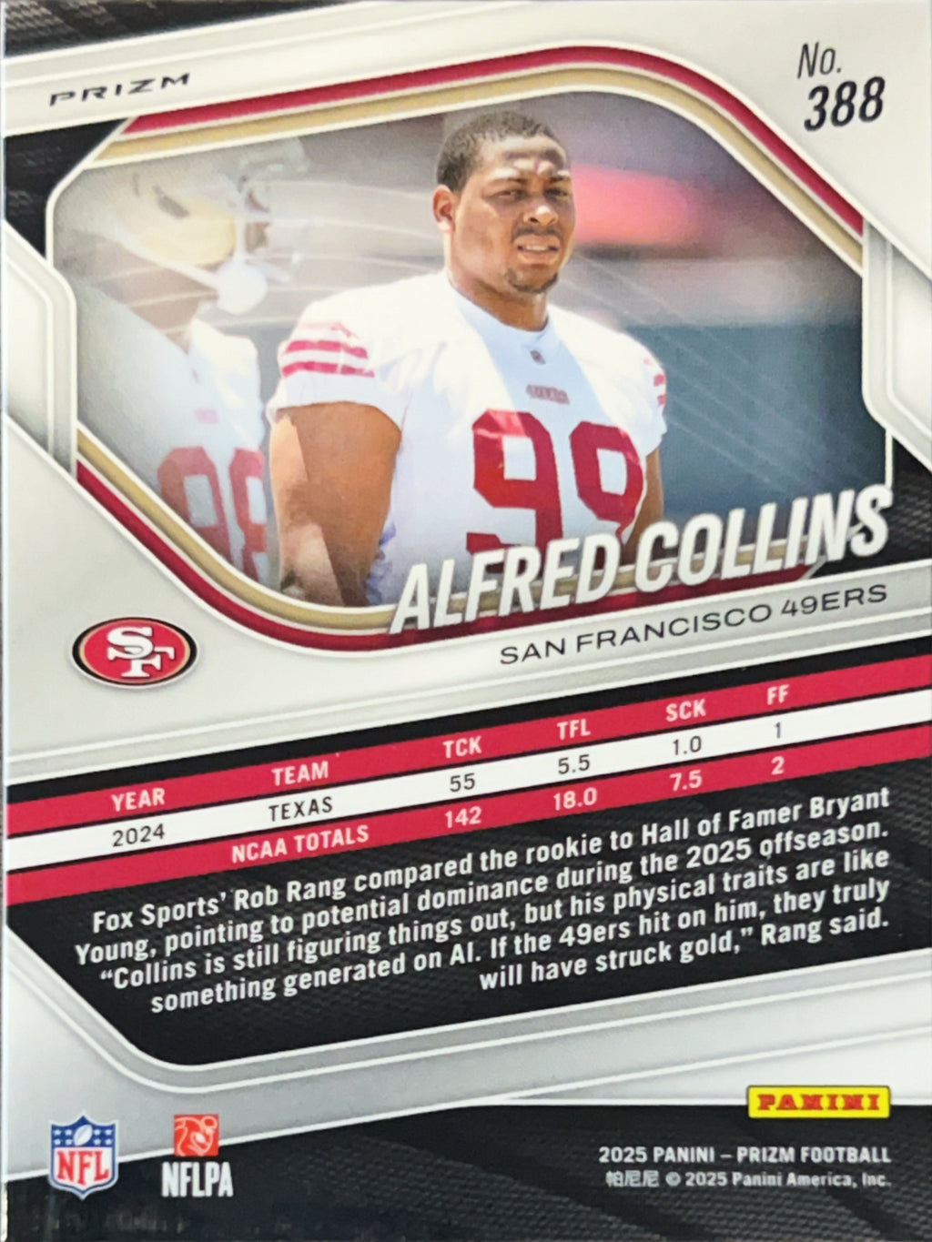 2025 Panini Prizm Alfred Collins #388 Lazer RC