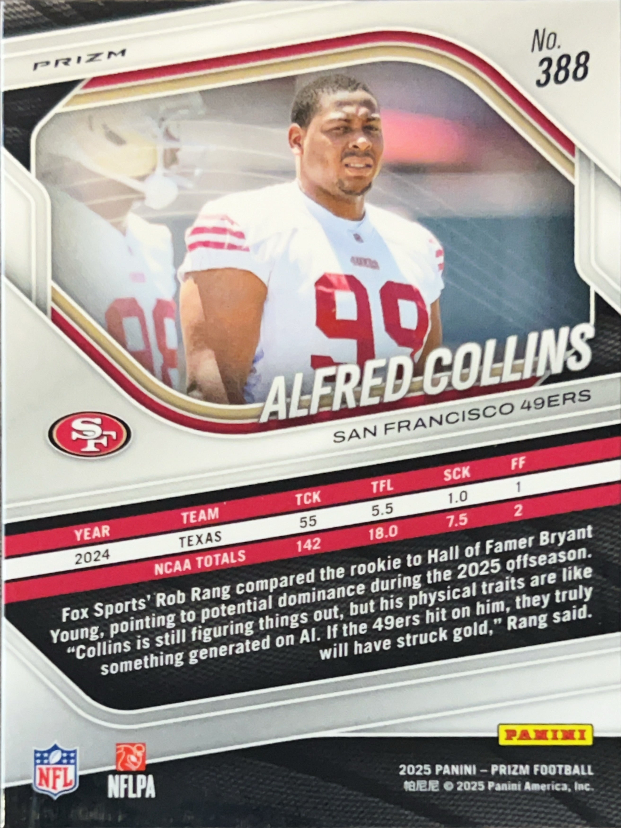 2025 Panini Prizm Alfred Collins #388 Lazer RC