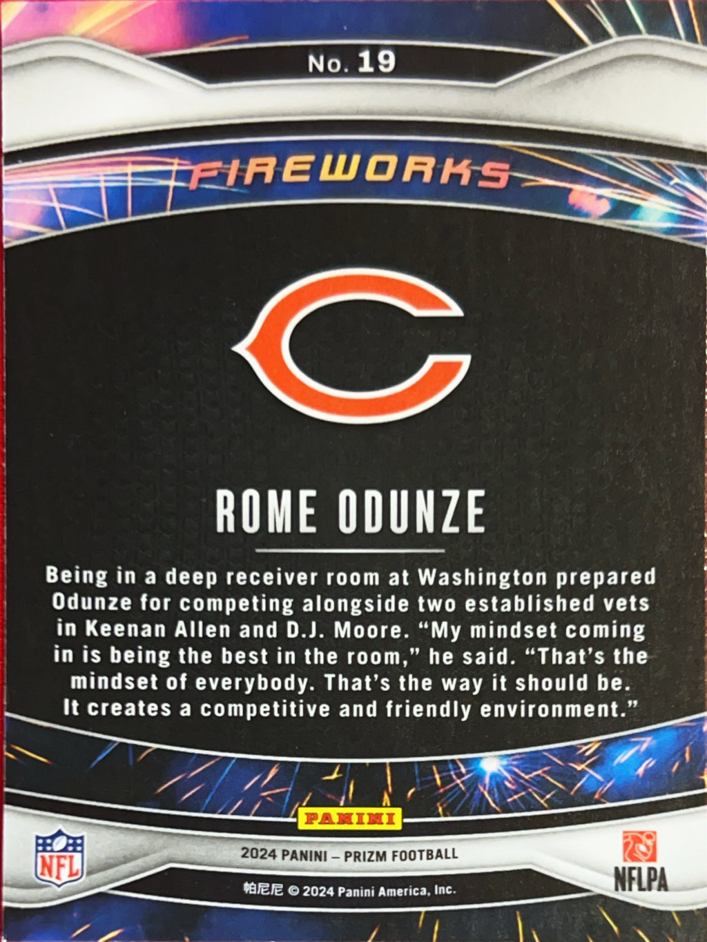 2024 Panini Prizm Fireworks Rome Odunze #19 RC