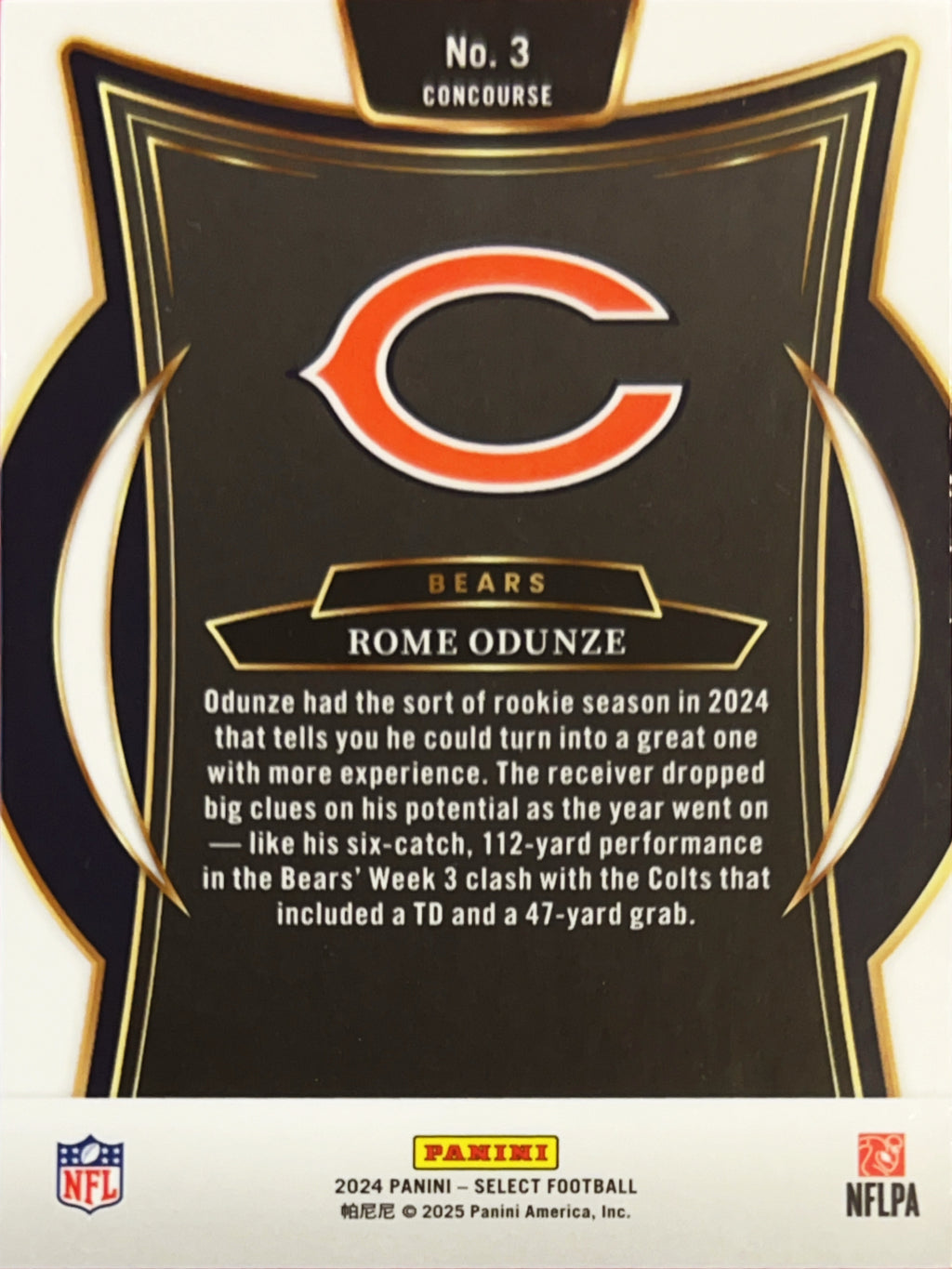 2024 Panini Select Concourse Rome Odunze #3 RC