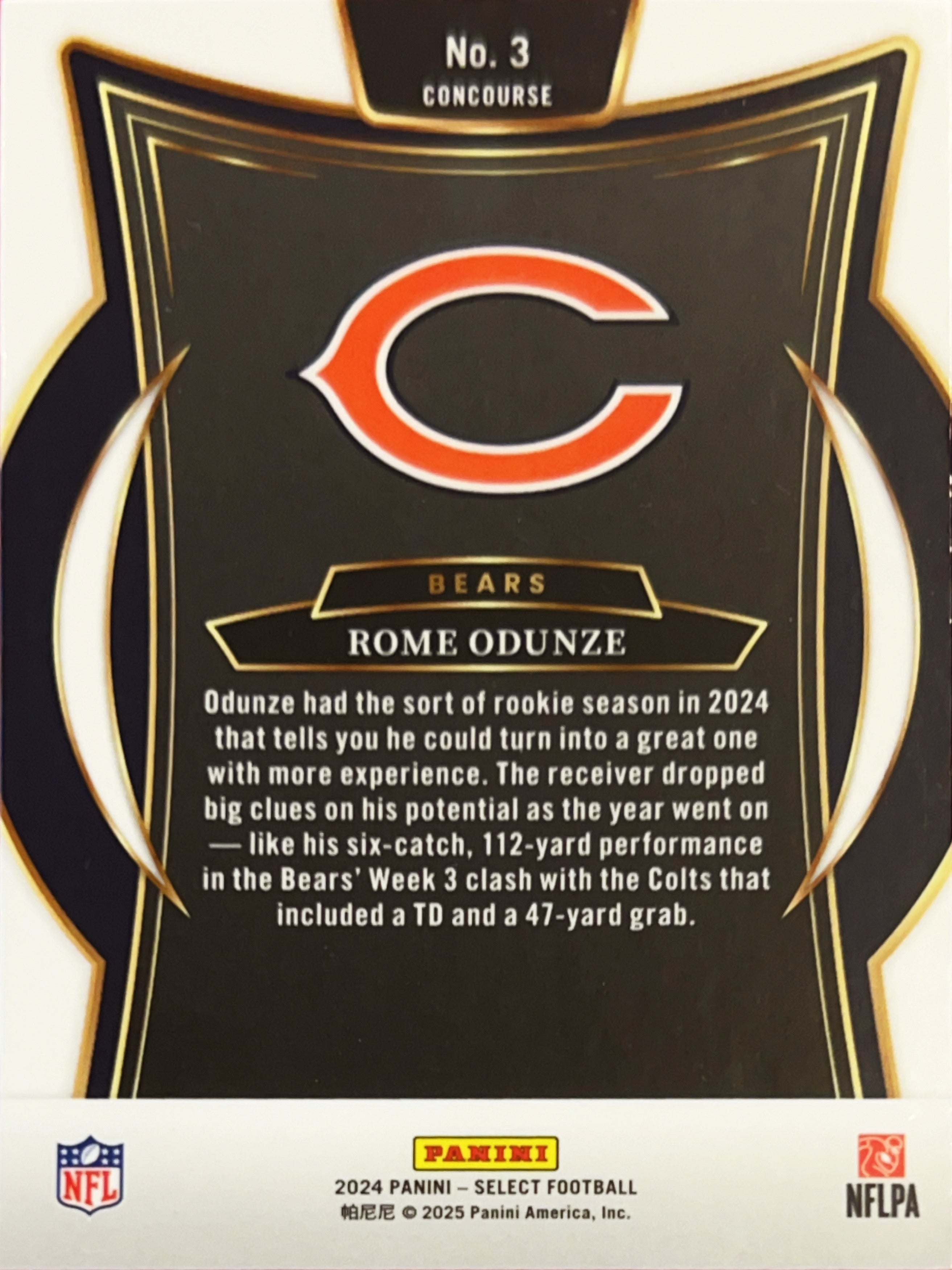 2024 Panini Select Concourse Rome Odunze #3 RC