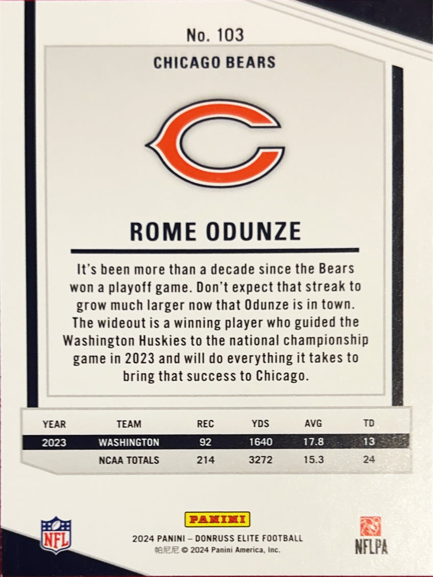 2024 Panini Donruss Elite Rome Odunze #103 Pink RC