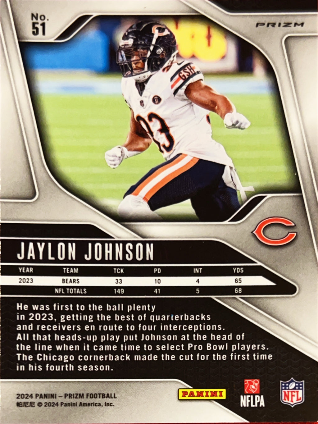 2024 Panini Prizm Jaylon Johnson #51 Red White Blue