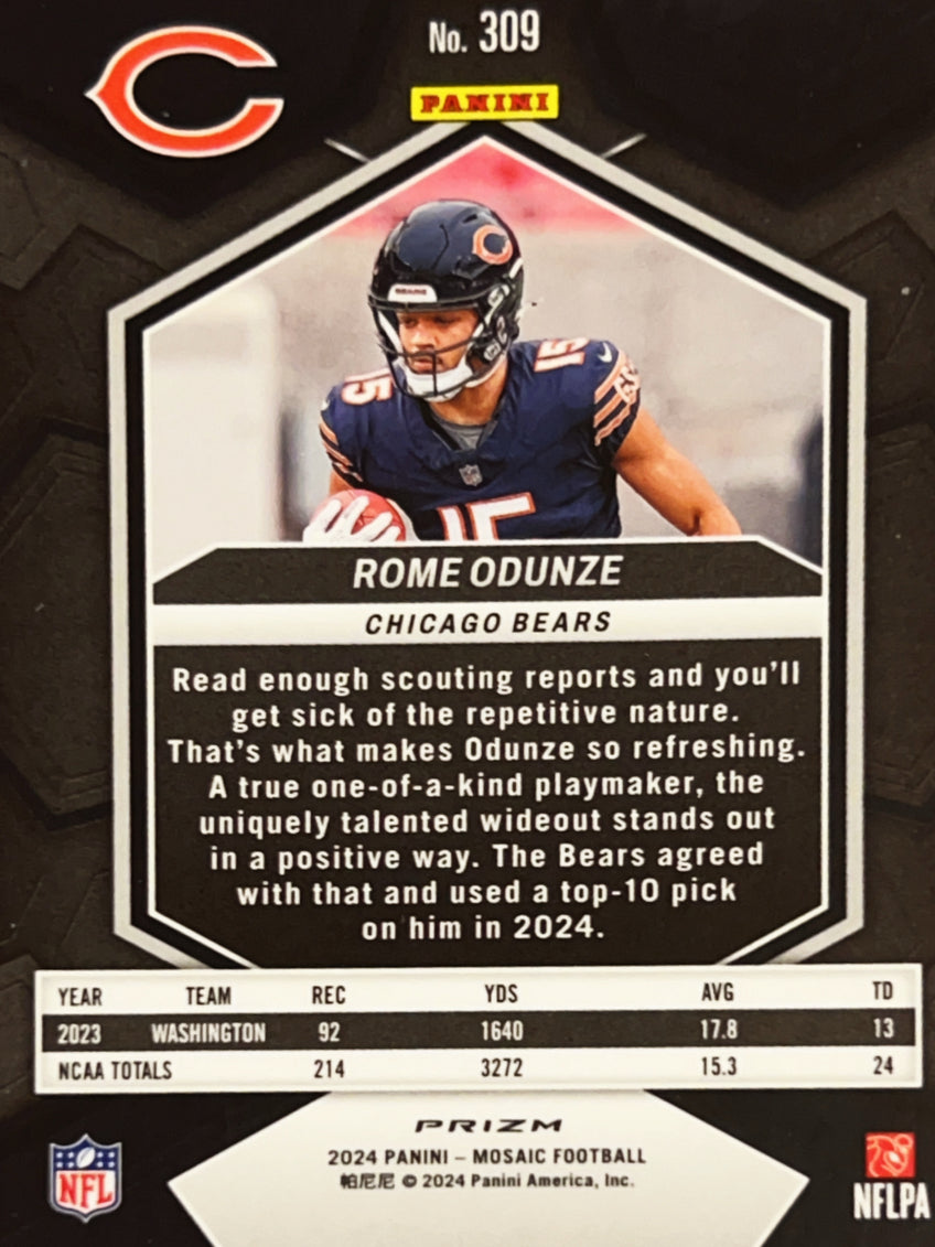 2024 Panini Prizm Mosaic Rome Odunze #309 Blue RC