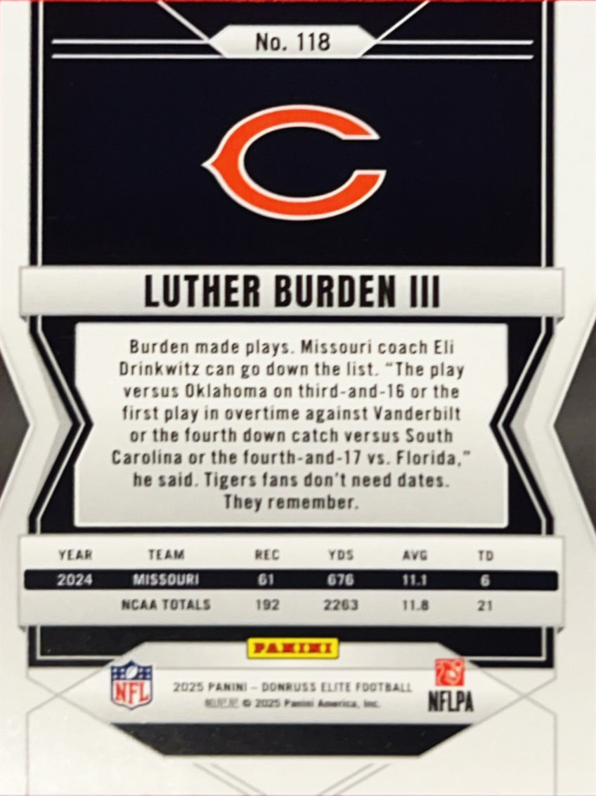 2025 Panini Donruss Elite Luther Burden III #118 Holo /999 RC