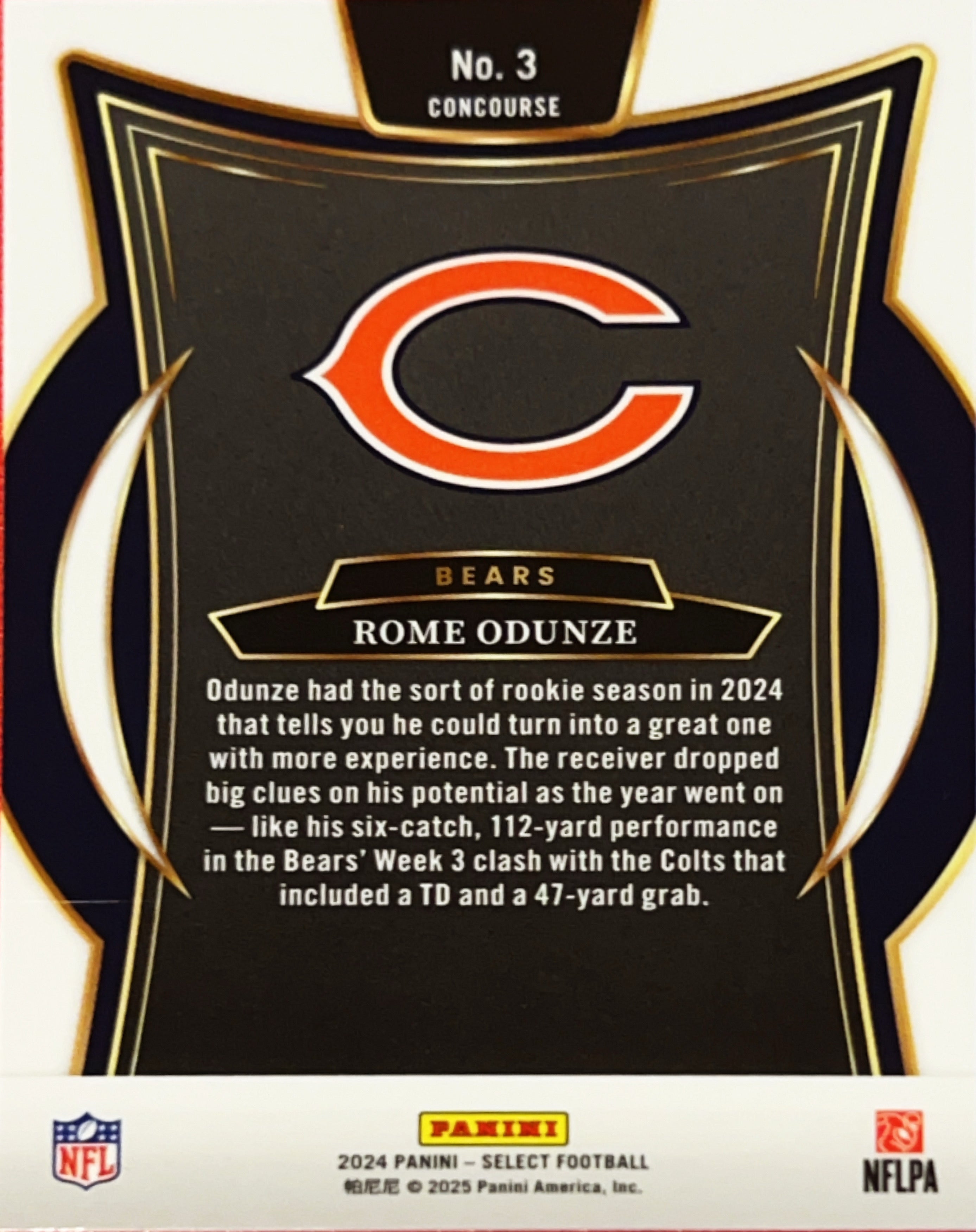 2024 Panini Select Concourse Rome Odunze #3 RC