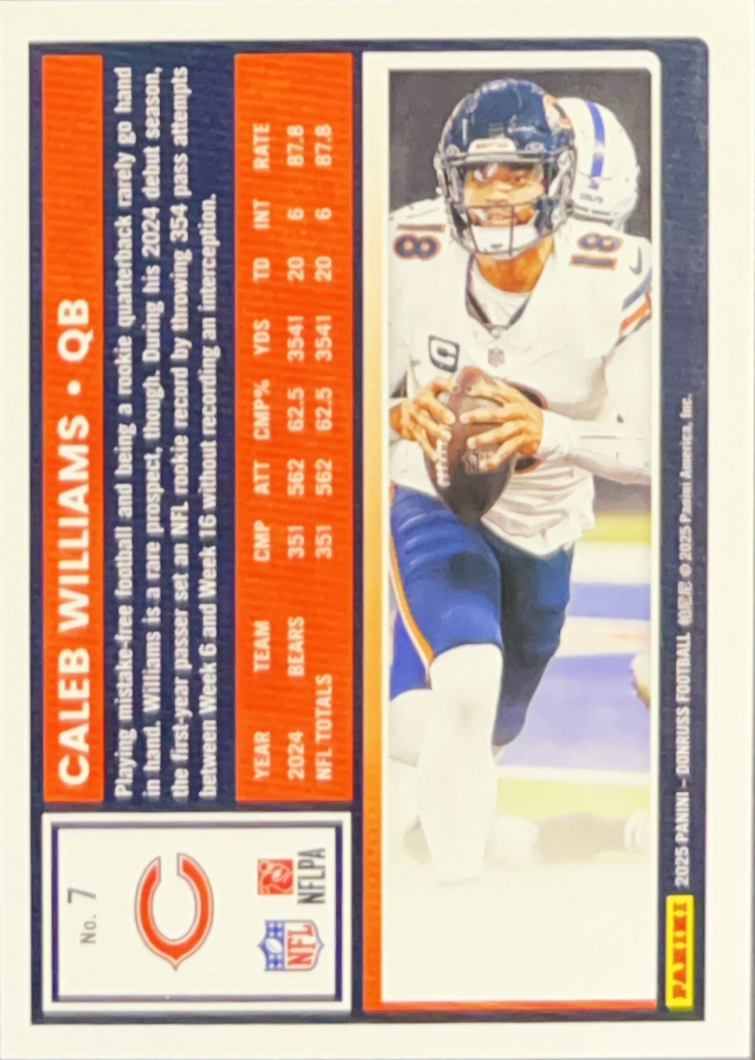 2025 Panini Donruss Caleb Williams #7 Press Proof Red