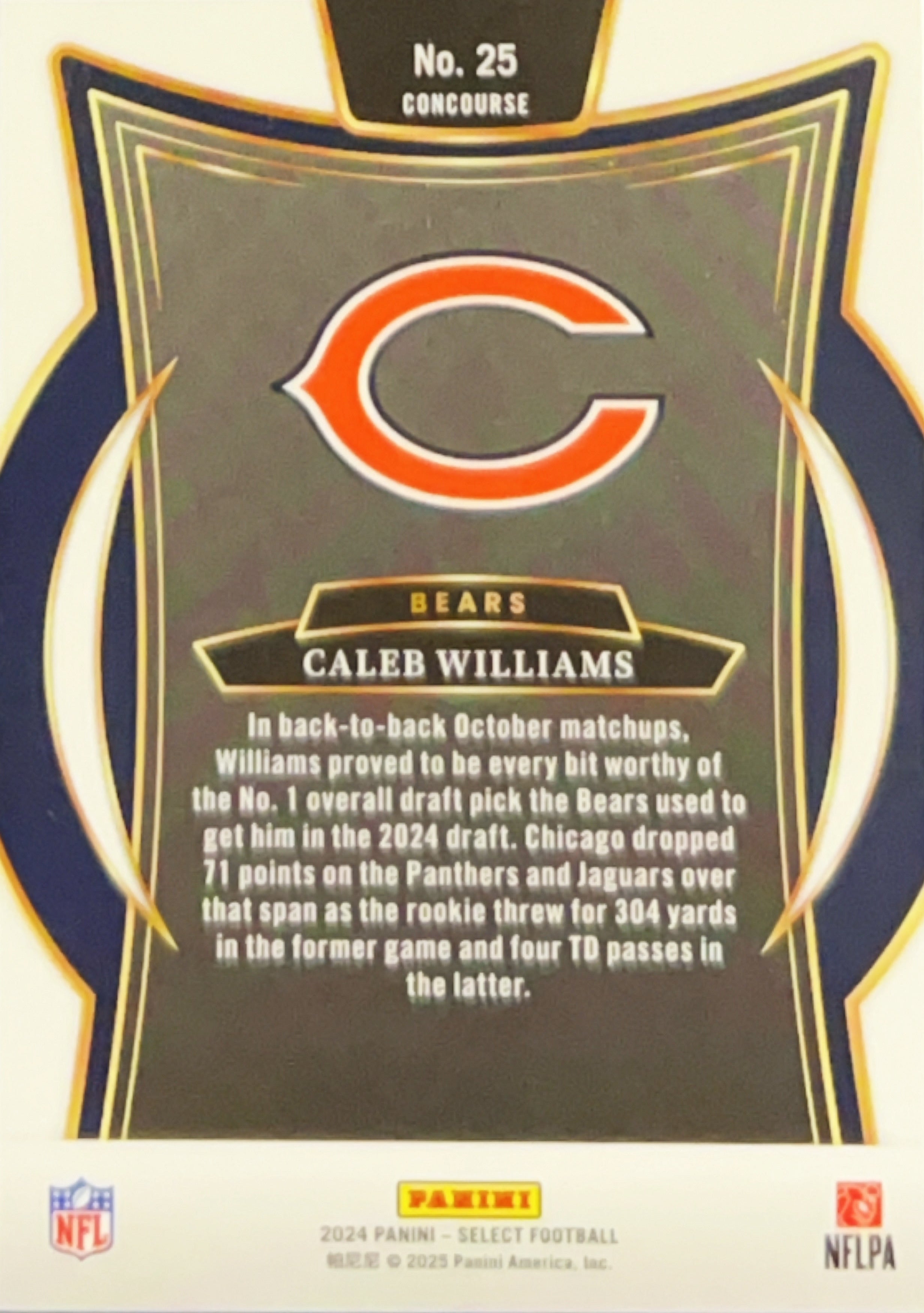 2024 Panini Select Concourse Caleb Williams #25 RC