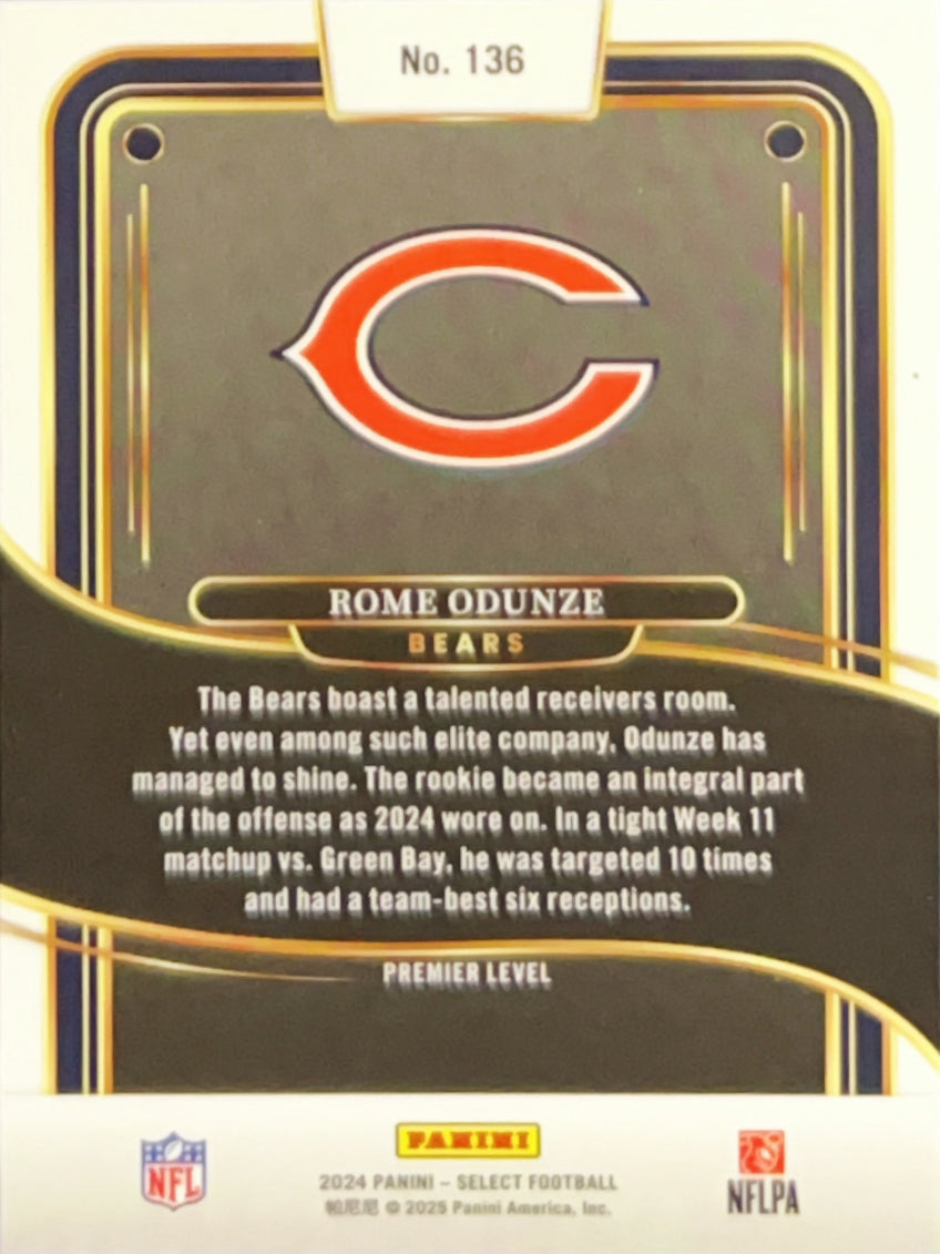 2025 Panini Select Premier Level Rome Odunze #136 RC