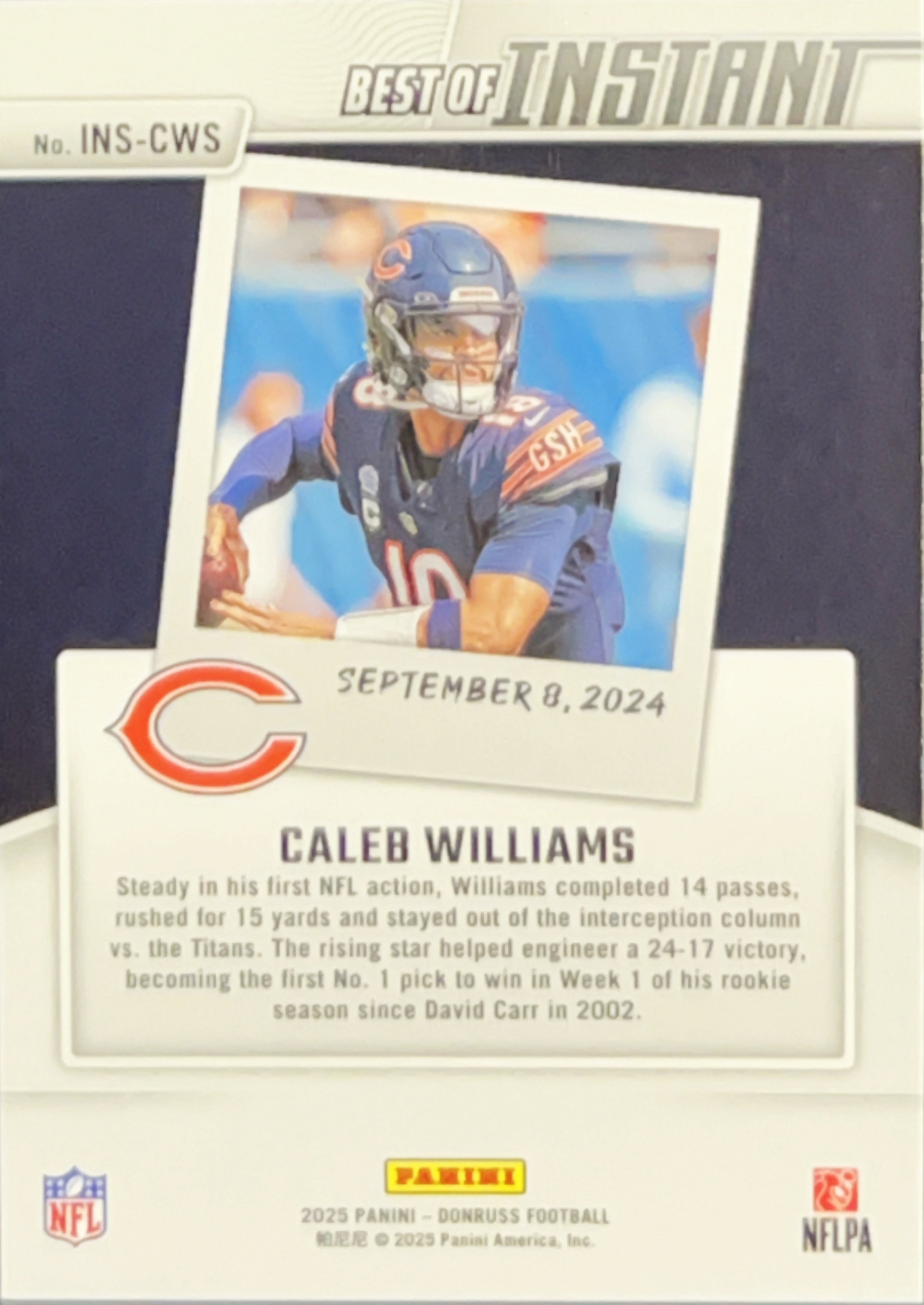 2025 Panini Donruss Panini Instant Best Of Caleb Williams #INS-CWS