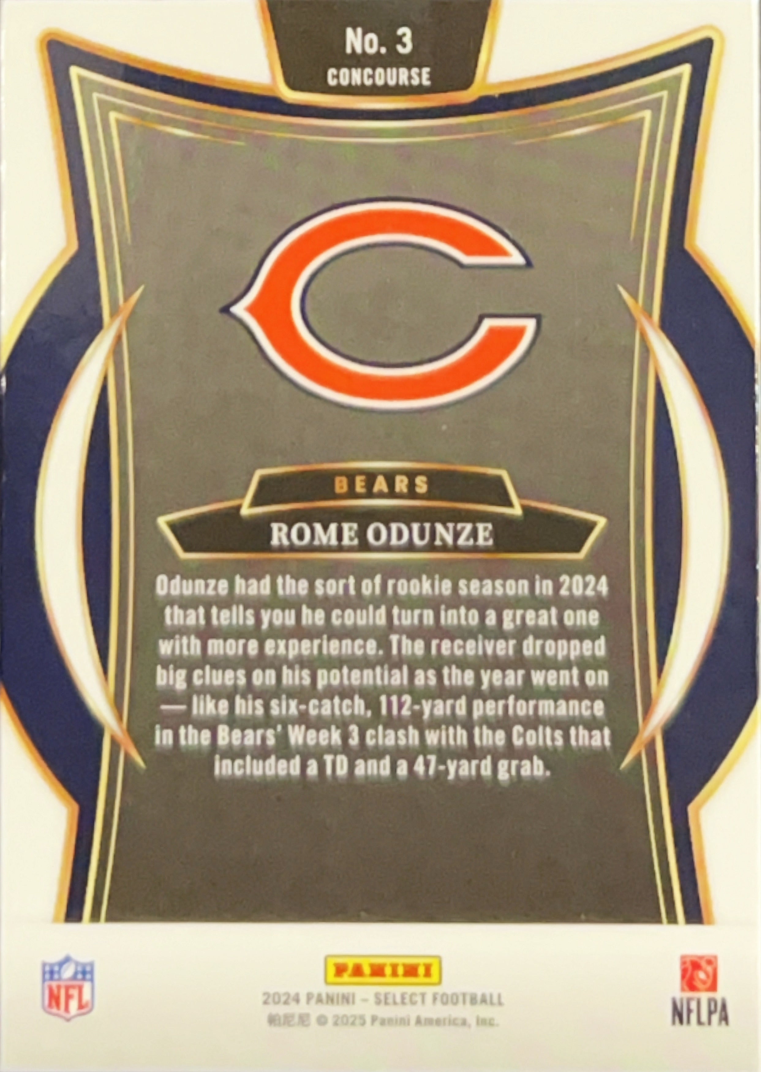 2025 Panini Select Concourse Rome Odunze #3 RC