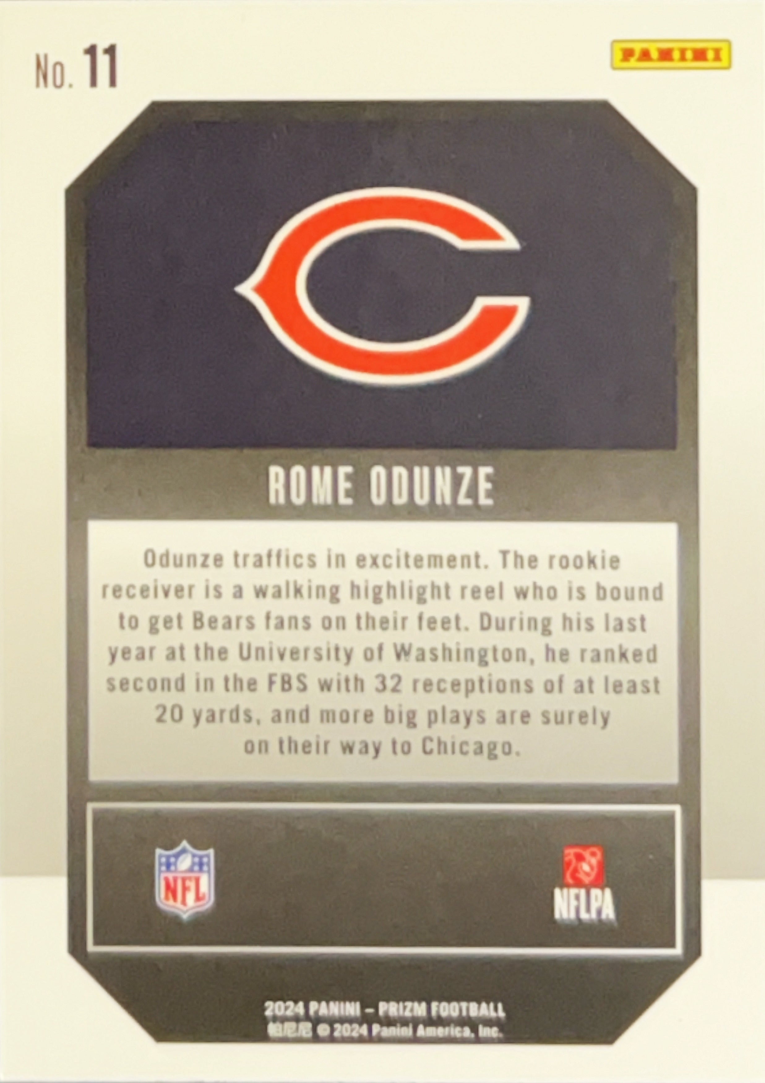 2024 Panini Prizm Emergent Rome Odunze #11 RC