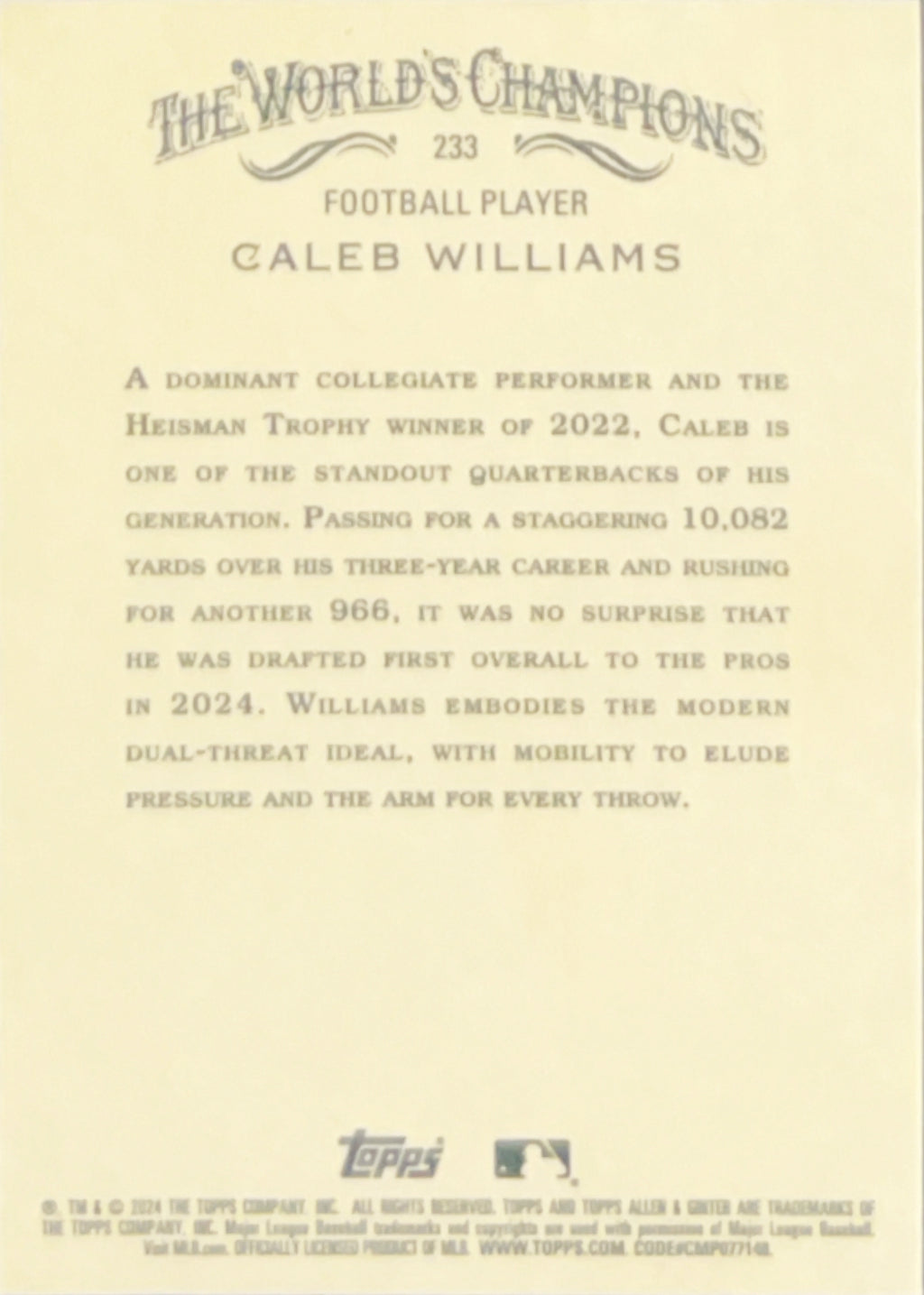 2024 Topps Allen & Ginter Caleb Williams #233