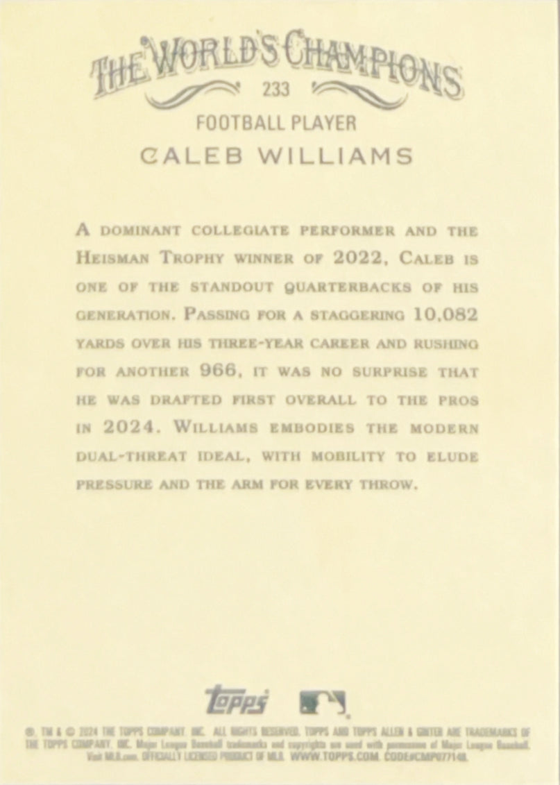 2024 Topps Allen & Ginter Caleb Williams #233