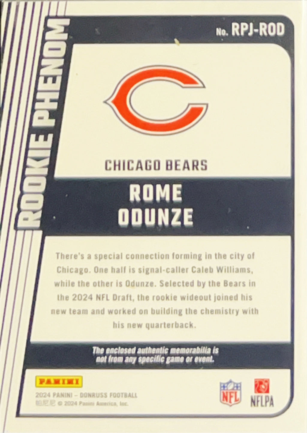 2024 Panini Donruss Rookie Phenom Rome Odunze #RPJ-ROD Memorabilia