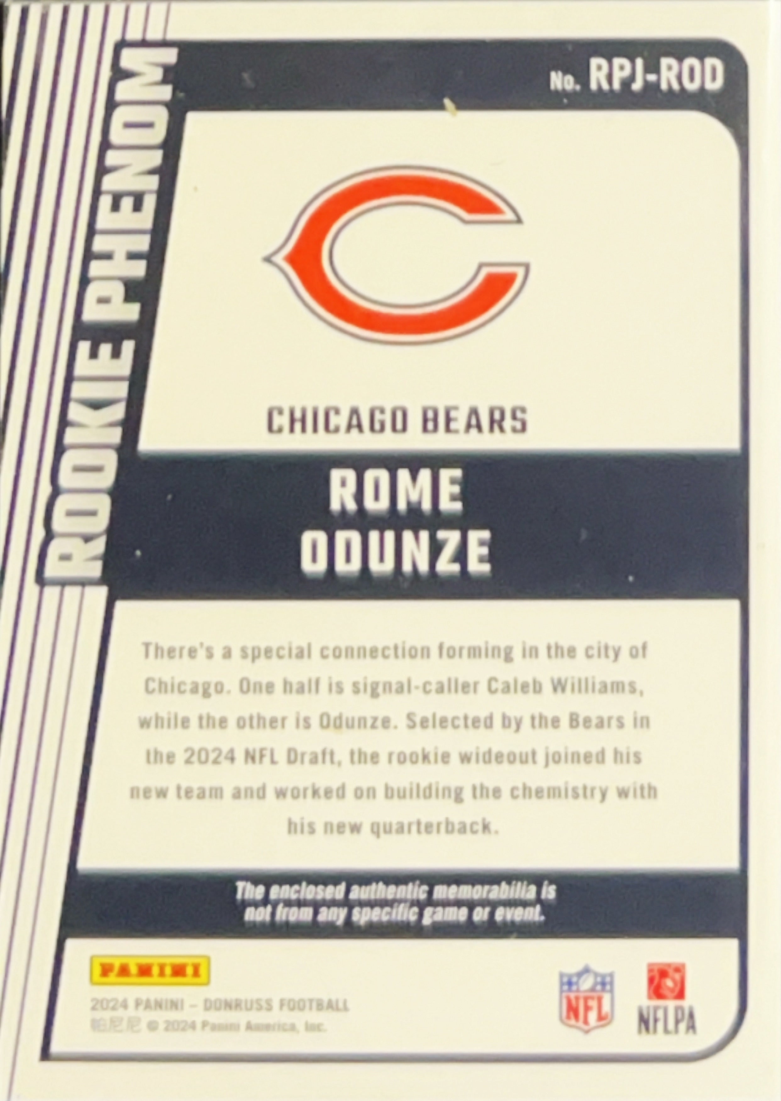 2024 Panini Donruss Rookie Phenom Rome Odunze #RPJ-ROD Memorabilia