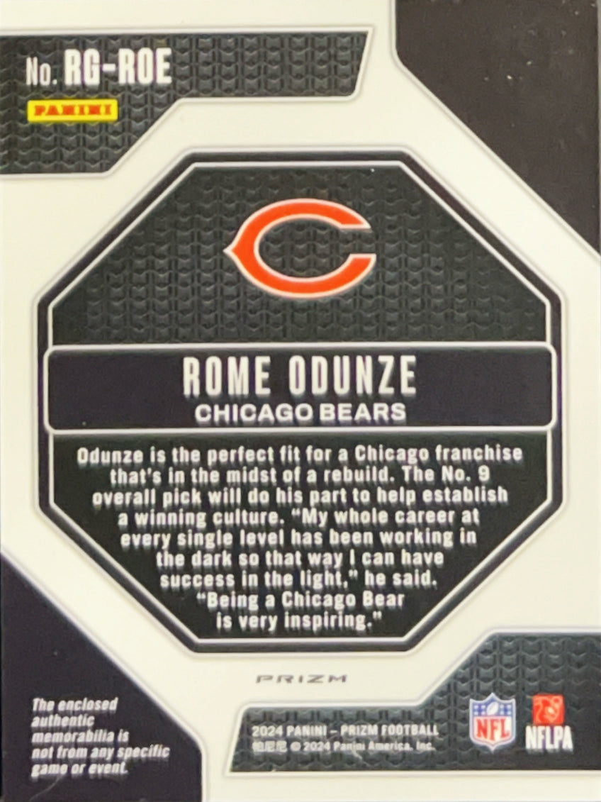 2024 Panini Prizm Rookie Gear Rome Odunze #RG-ROE Green Pulsar RC Memorabilia