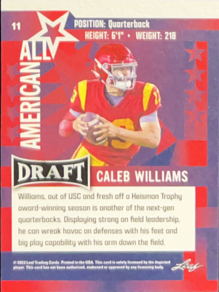 2023 Leaf Draft All American Caleb Williams #11