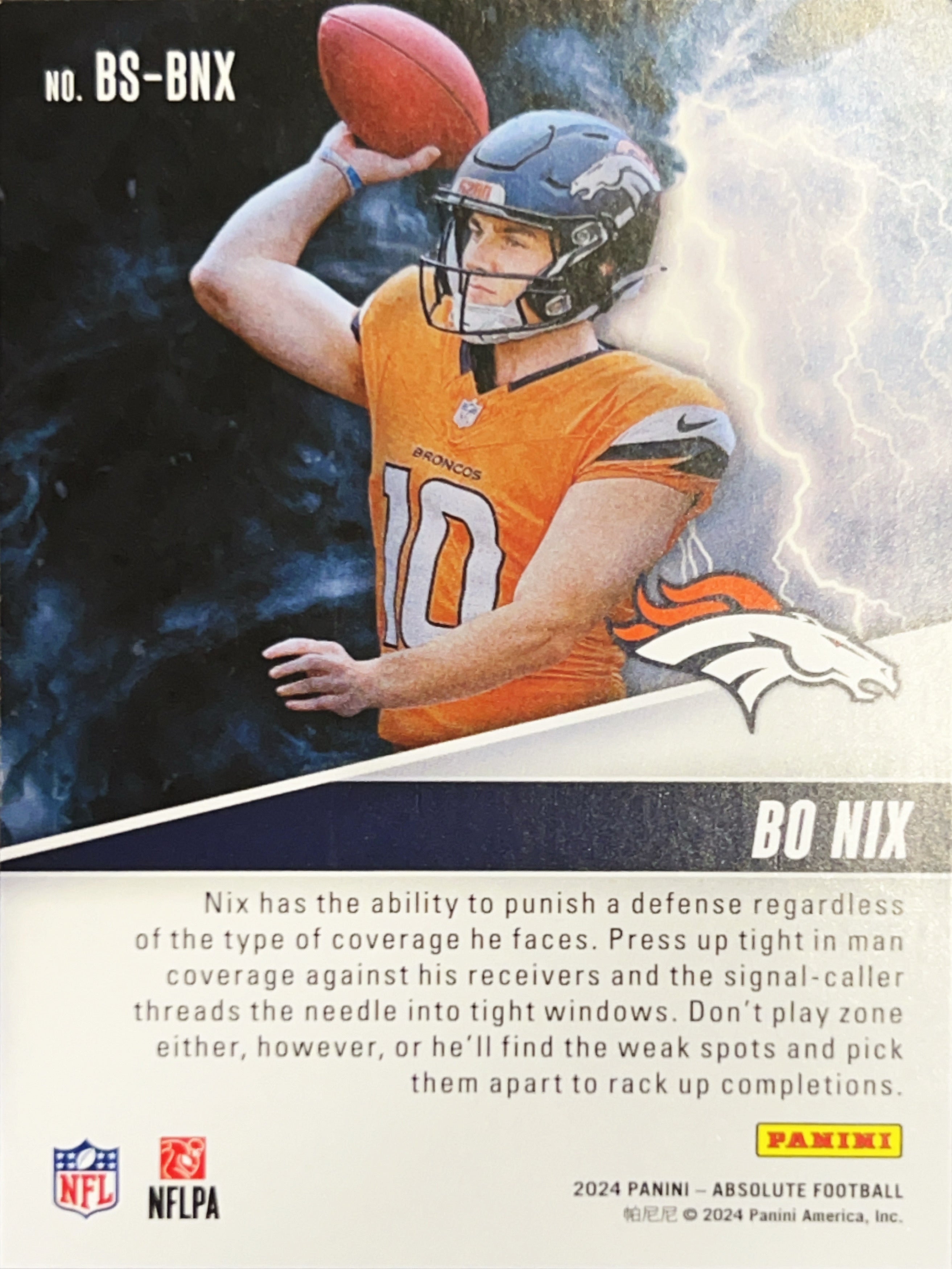 2024 Panini Absolute Football By Storm Bo Nix #BS-BNX RC