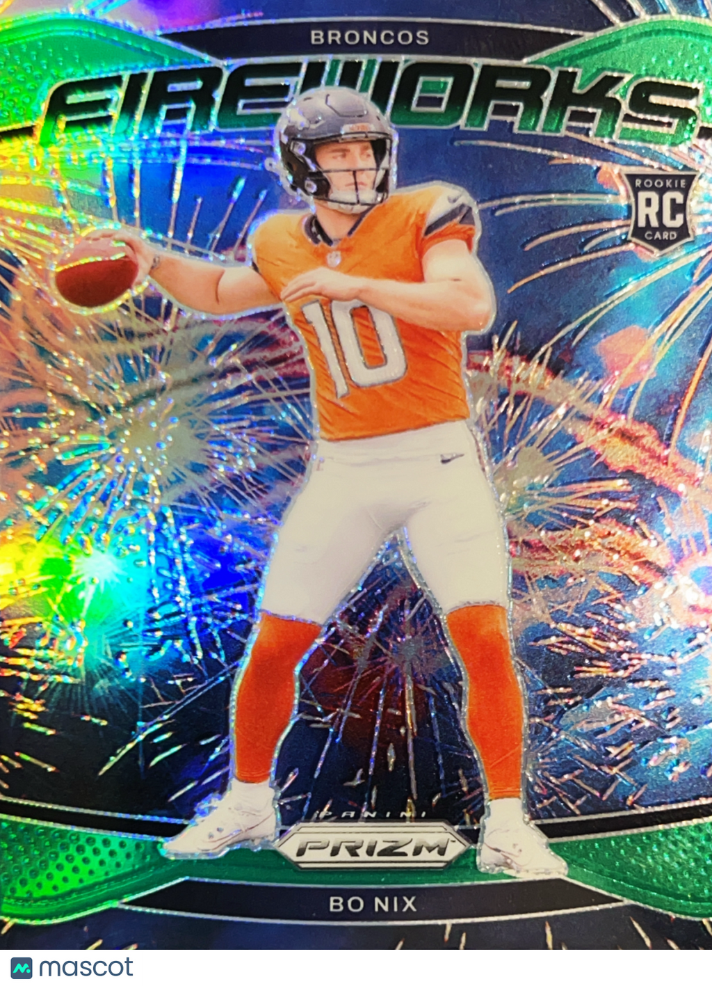 2024 Panini Prizm Fireworks Bo Nix #23 Green RC