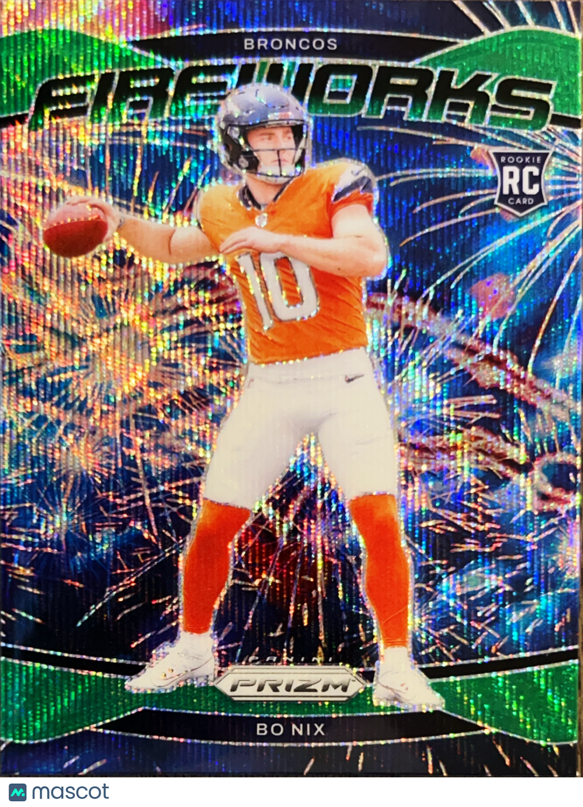 2024 Panini Prizm Fireworks Bo Nix #23 Green RC