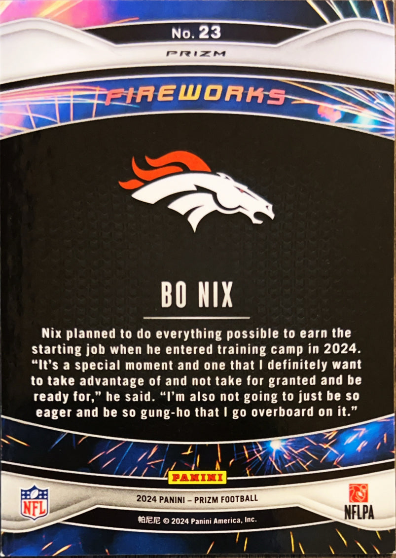 2024 Panini Prizm Fireworks Bo Nix #23 Green RC
