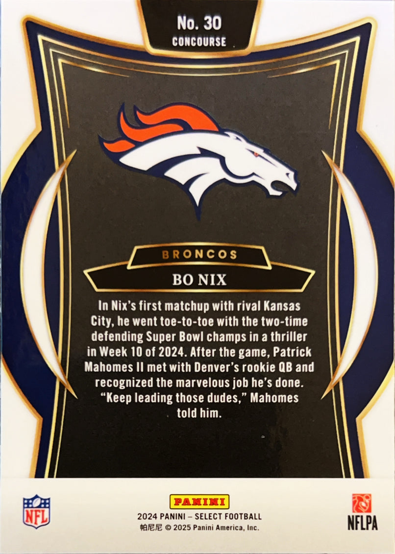 2024 Panini Select Football Concourse Bo Nix #30 RC