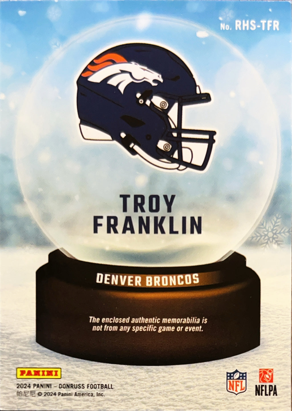 2024 Panini Donruss Rookie Sweaters Troy Franklin #RHS-TFR RC Memorabilia