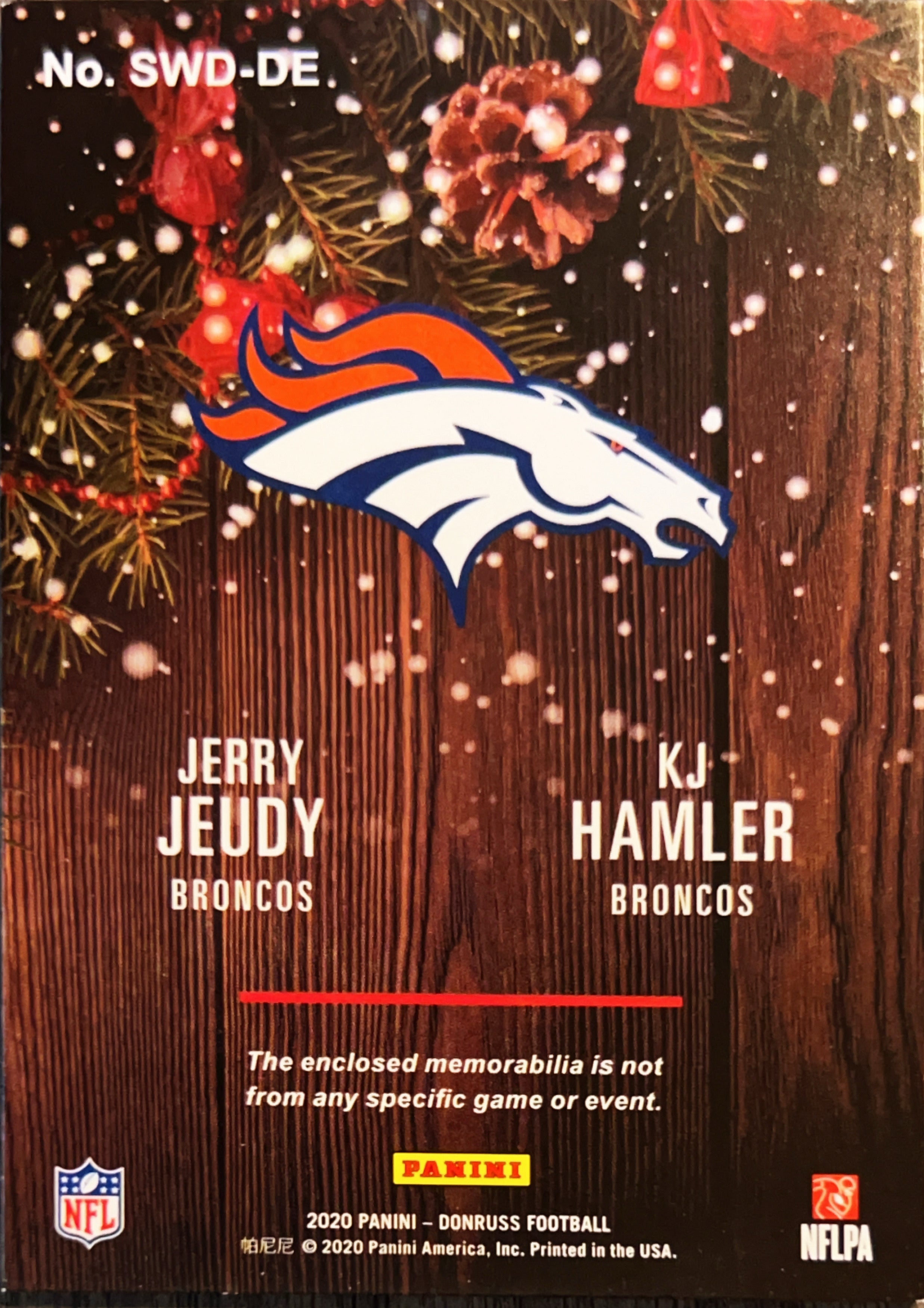2020 Panini Donruss Rookie Sweaters Jerry Jeudy KJ Hamler #SWD-DE Dual Swatch