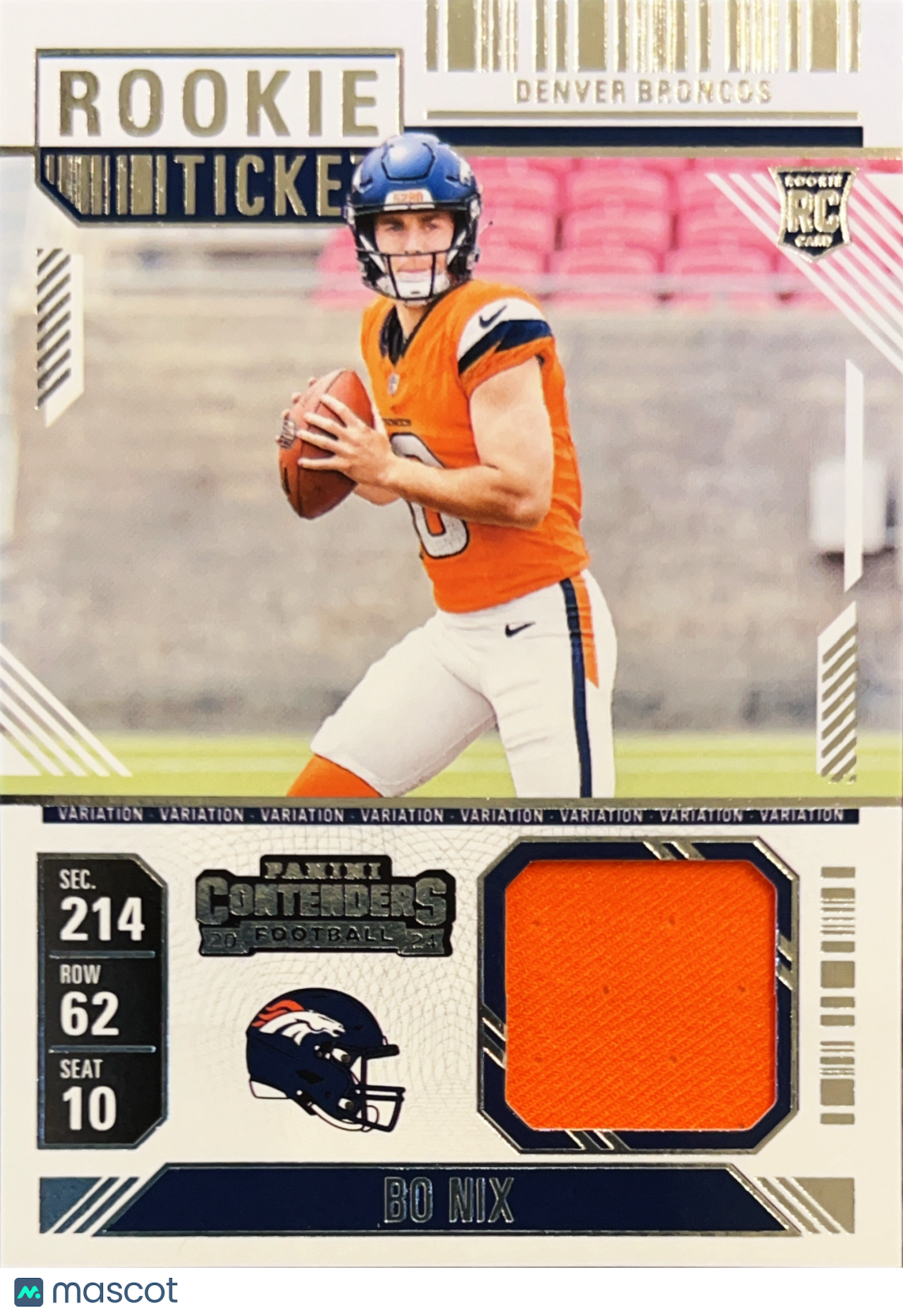 2024 Panini Contenders Football Rookie Ticket Bo Nix #RTS-BNX RC Memorabilia