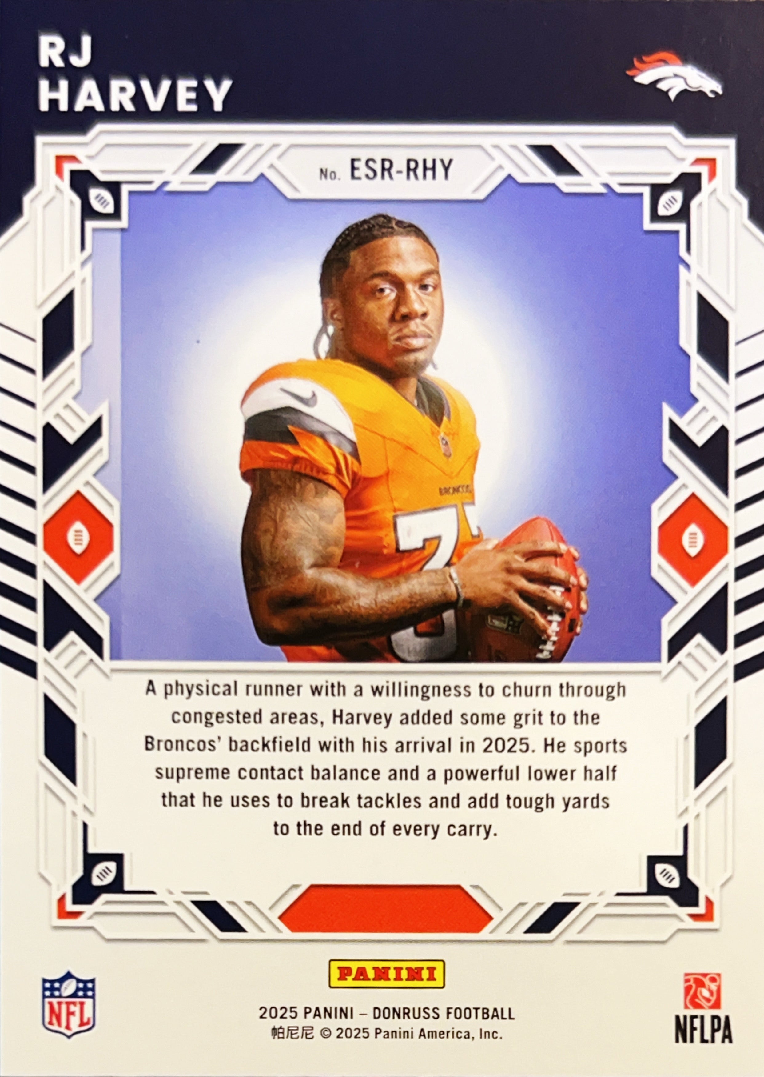 2025 Panini Donruss Elite Series Rookies RJ Harvey #ESR-RHY Holo