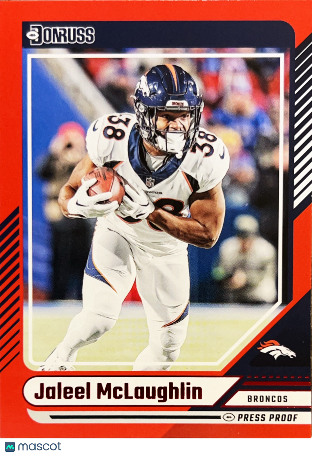 2024 Panini Donruss Football Jaleel McLaughlin #147 Press Proof Red