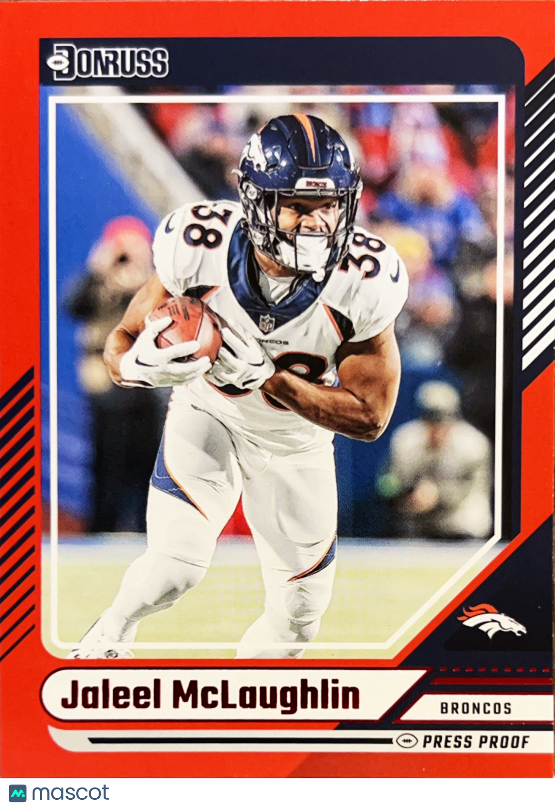 2024 Panini Donruss Football Jaleel McLaughlin #147 Press Proof Red